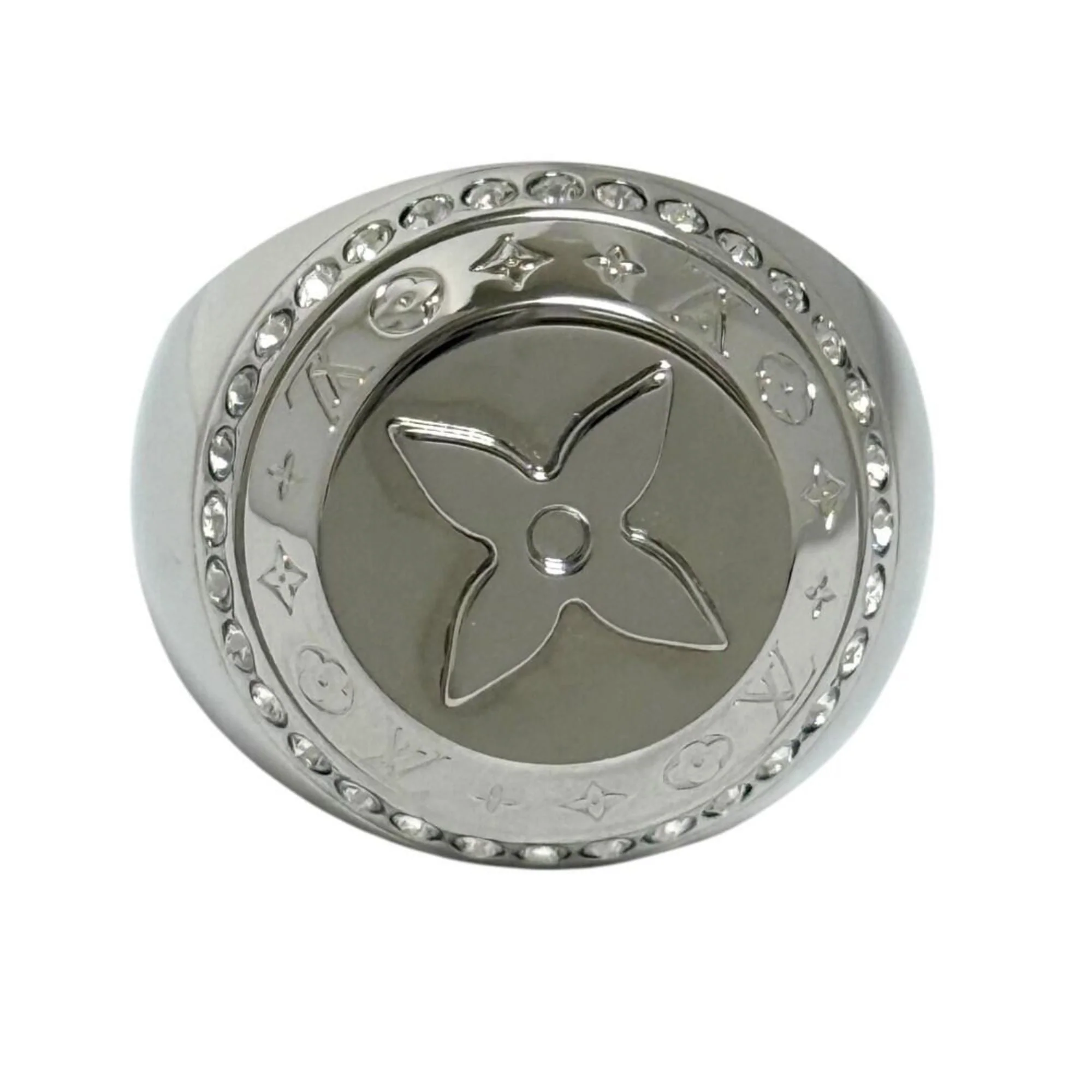Signet Ring Metal and Rhinestone