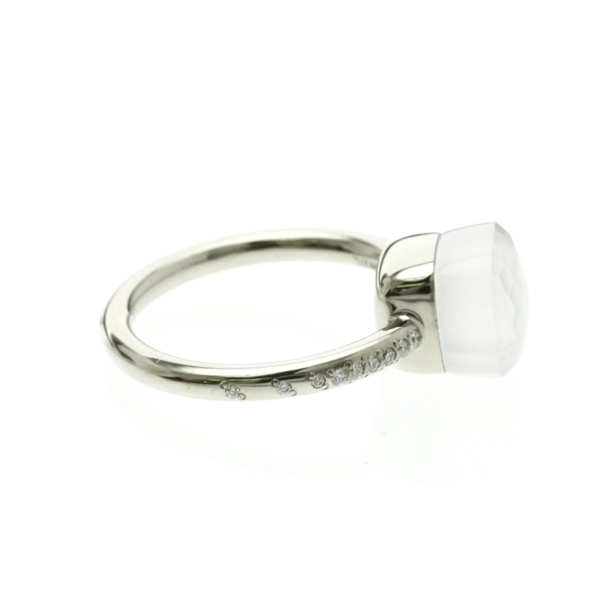 Nude Petite Milky Quartz and Diamond Ring 18K White Gold US 5 3/4 (JP 11) Watch - Image 4