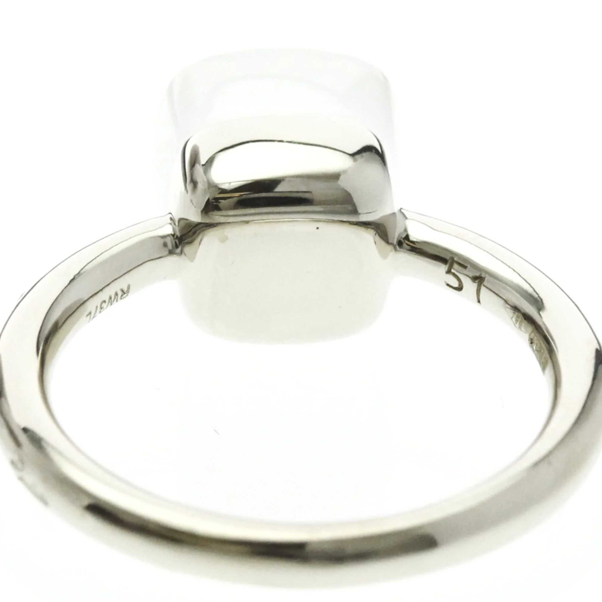 Nude Petite Milky Quartz and Diamond Ring 18K White Gold US 5 3/4 (JP 11) Watch - Image 7