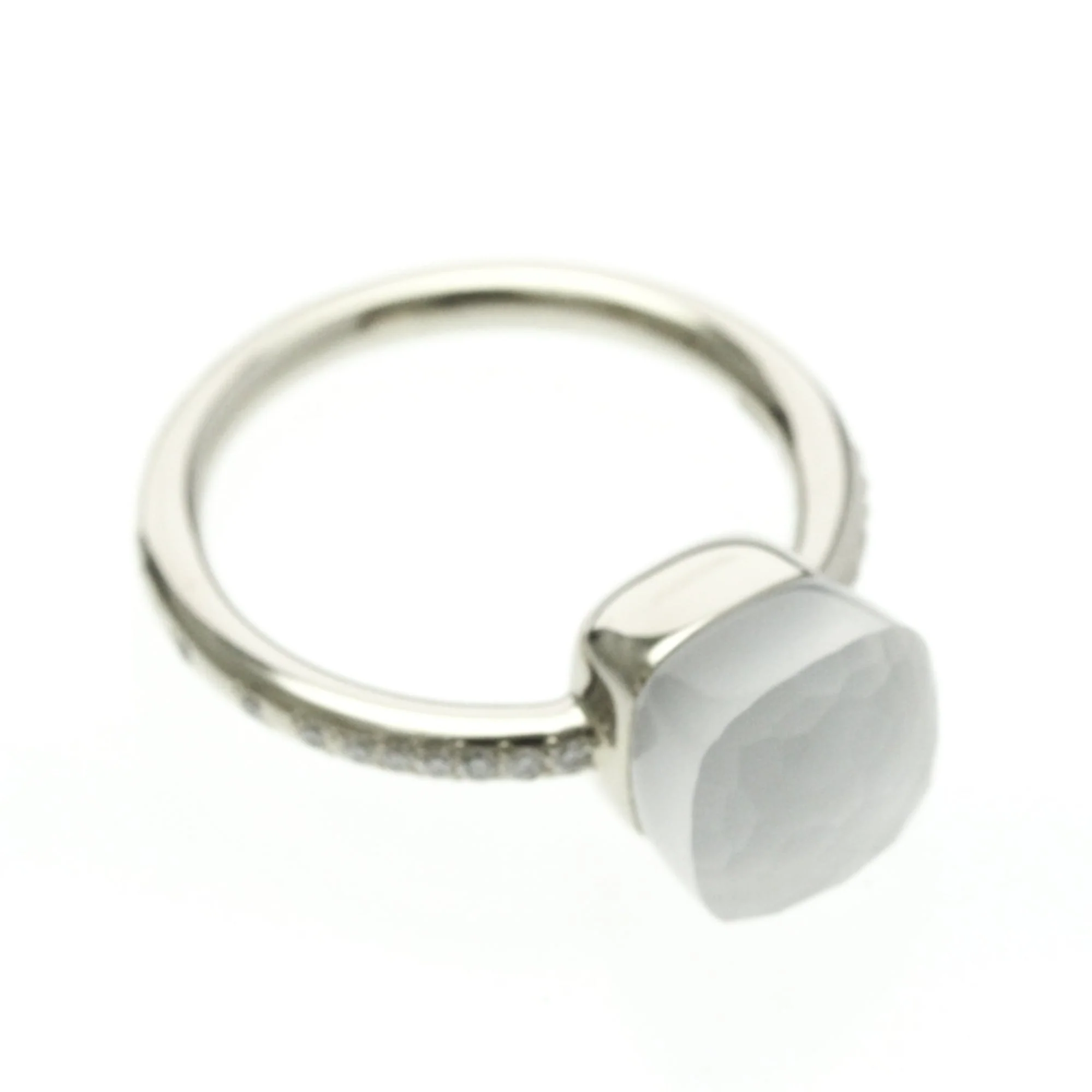 Nude Petite Milky Quartz and Diamond Ring 18K White Gold US 5 3/4 (JP 11) Watch - Image 9