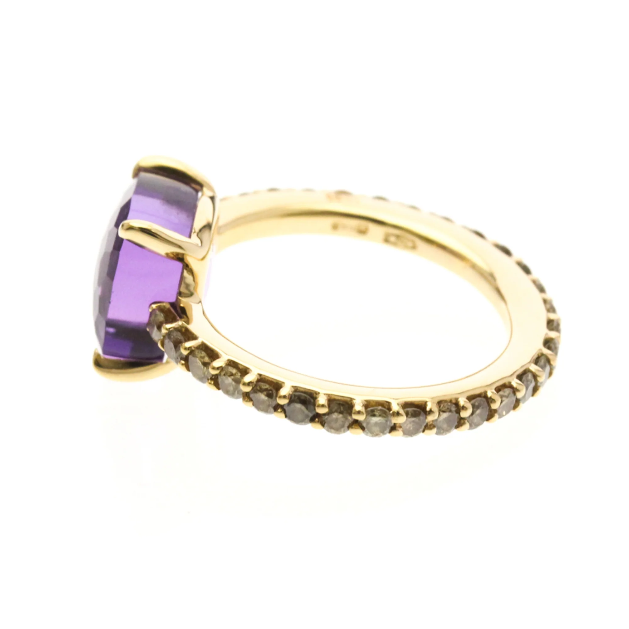 Ring 18K Rose Gold with Amethyst and Diamond - Image 2