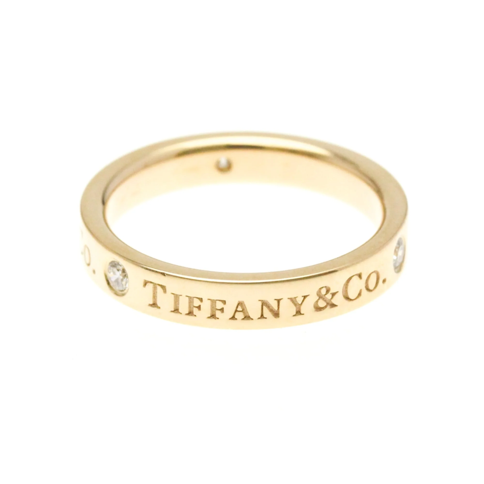 Flat Band Ring 18K Rose Gold with Diamond - Image 2