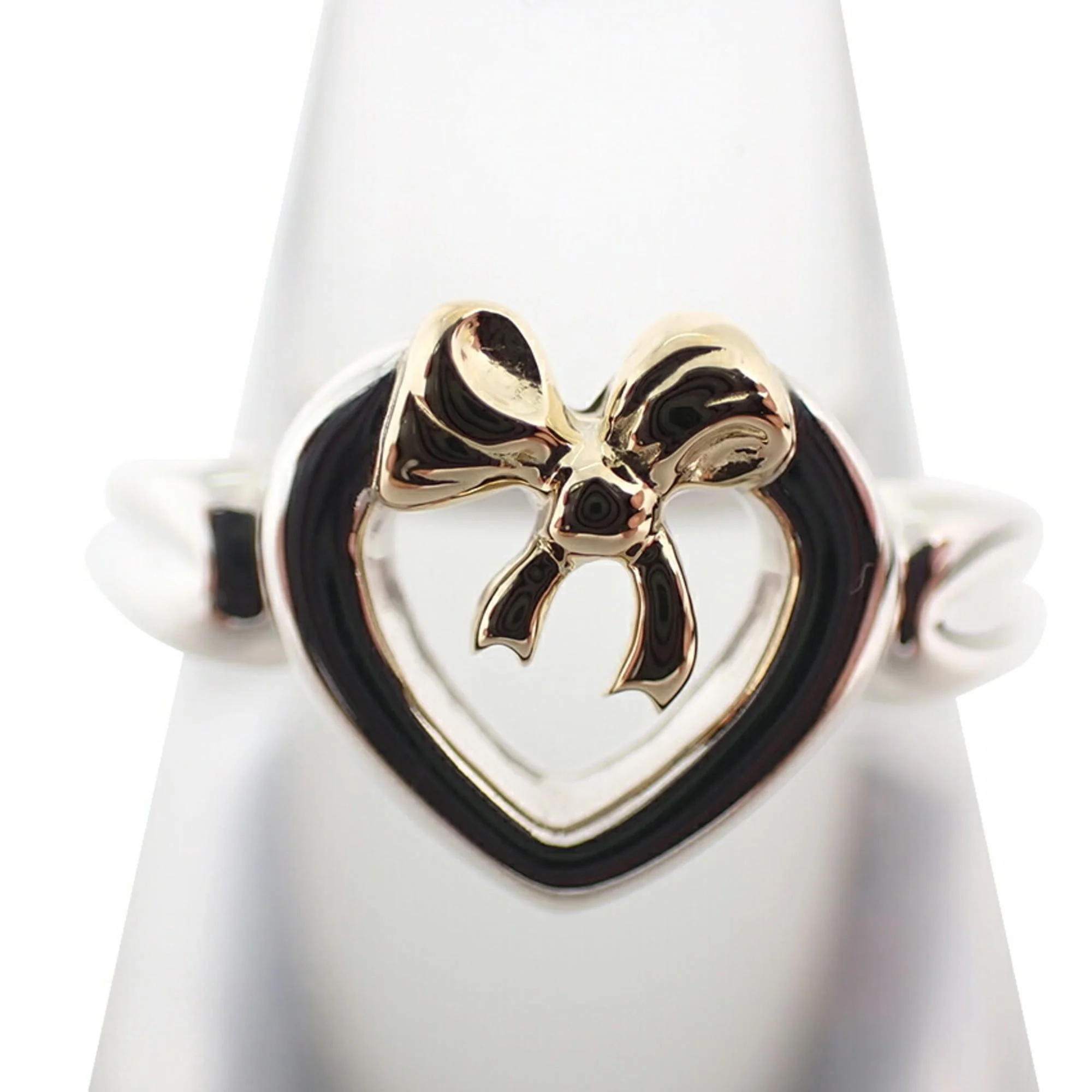Heart Ribbon Combination Ring Sterling Silver and 18K Yellow Gold - Image 2