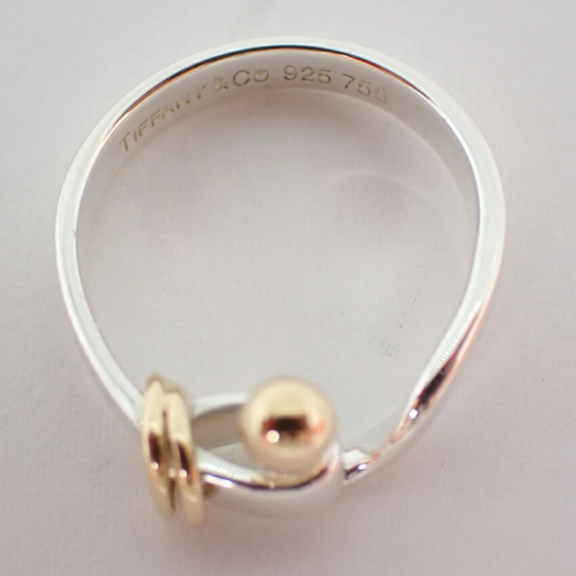 Hook and Eye Ring Sterling Silver and 18K Yellow Gold - Image 8