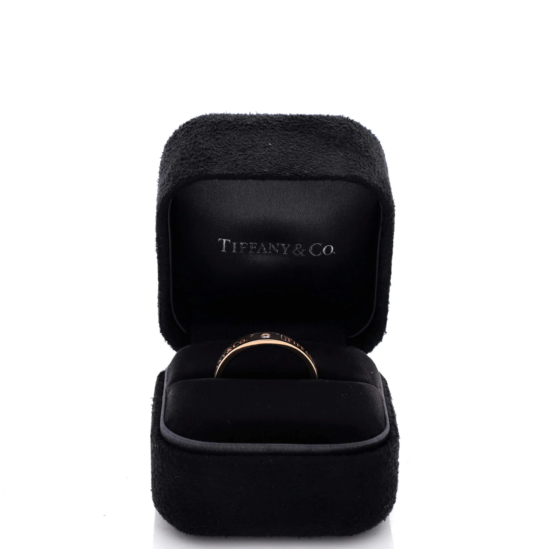 Logo Band Ring 18K Rose Gold with Diamonds - Image 2