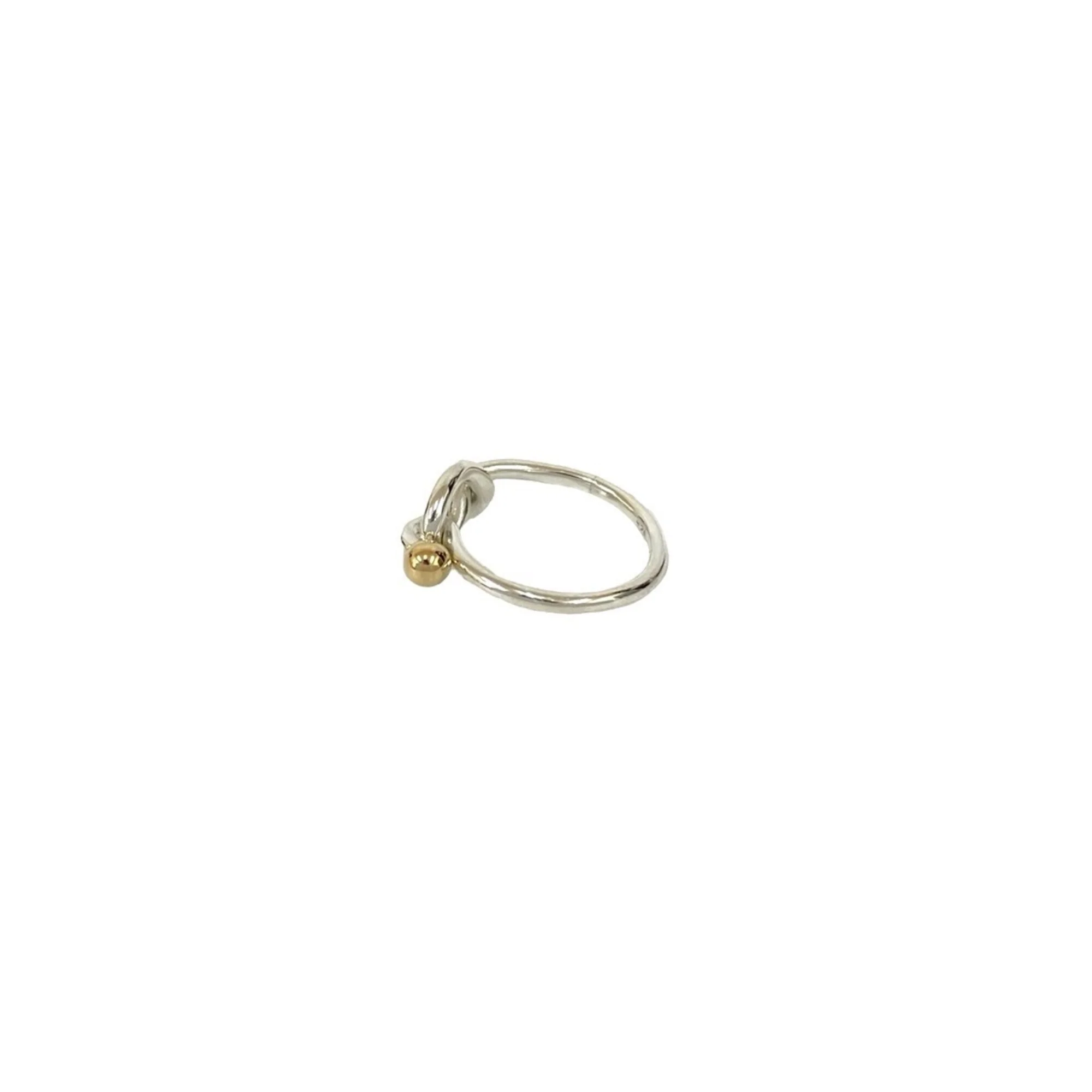 Love Knot Hook and Eye Ring Sterling Silver and 18K Yellow Gold - Image 4