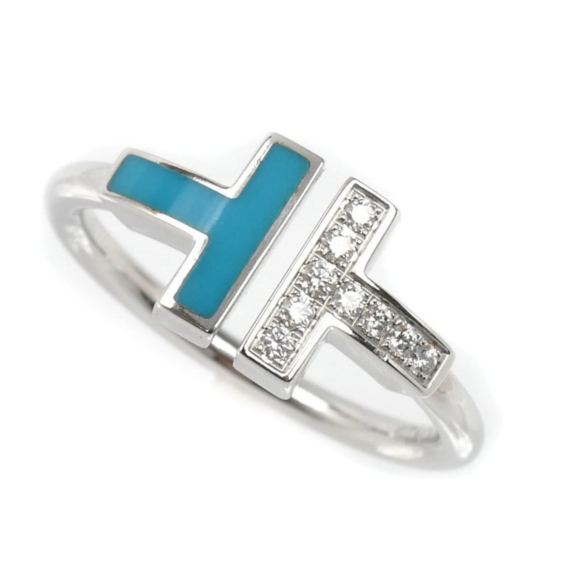 Ring 18K White Gold With Turquoise And Diamond