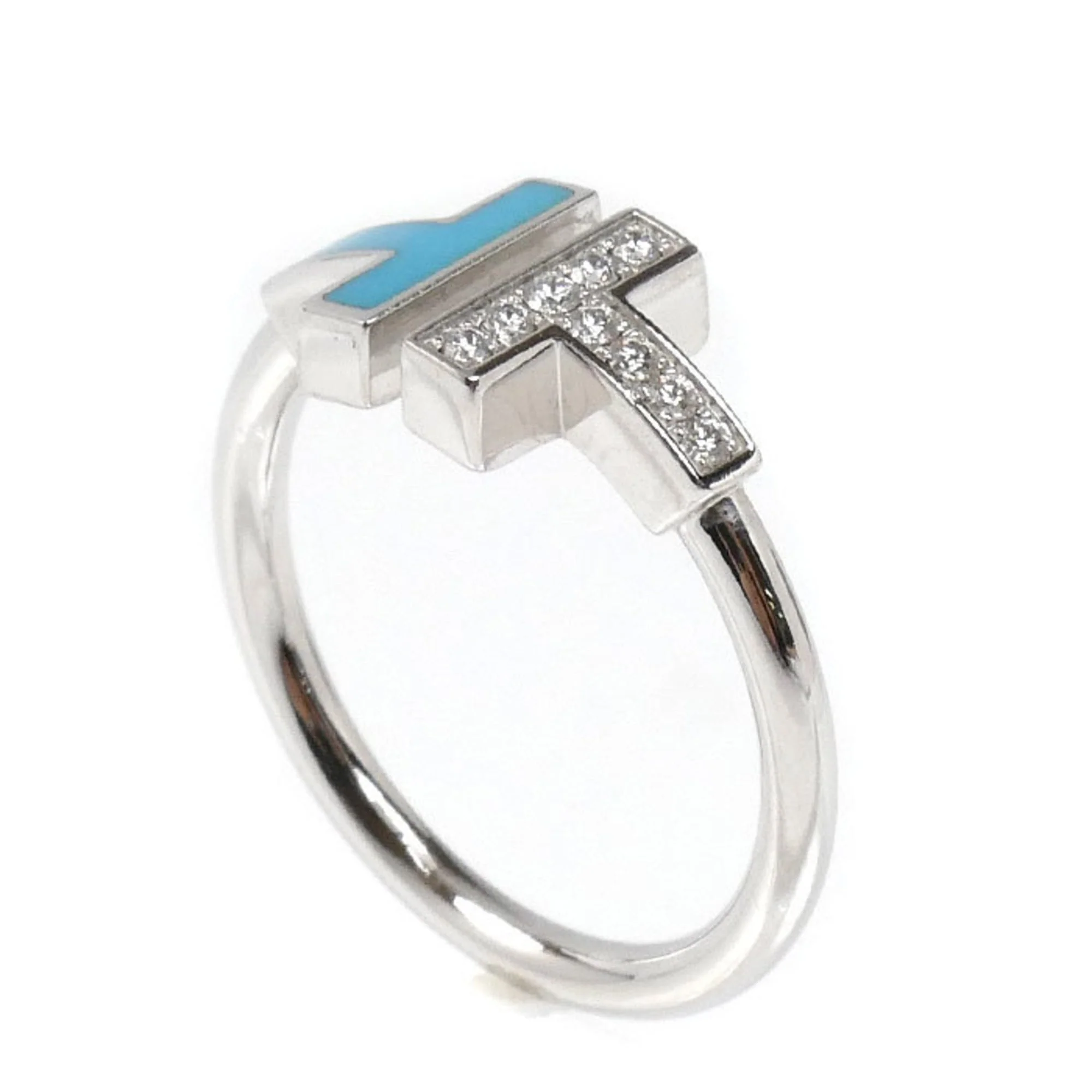 Ring 18K White Gold With Turquoise And Diamond - Image 2