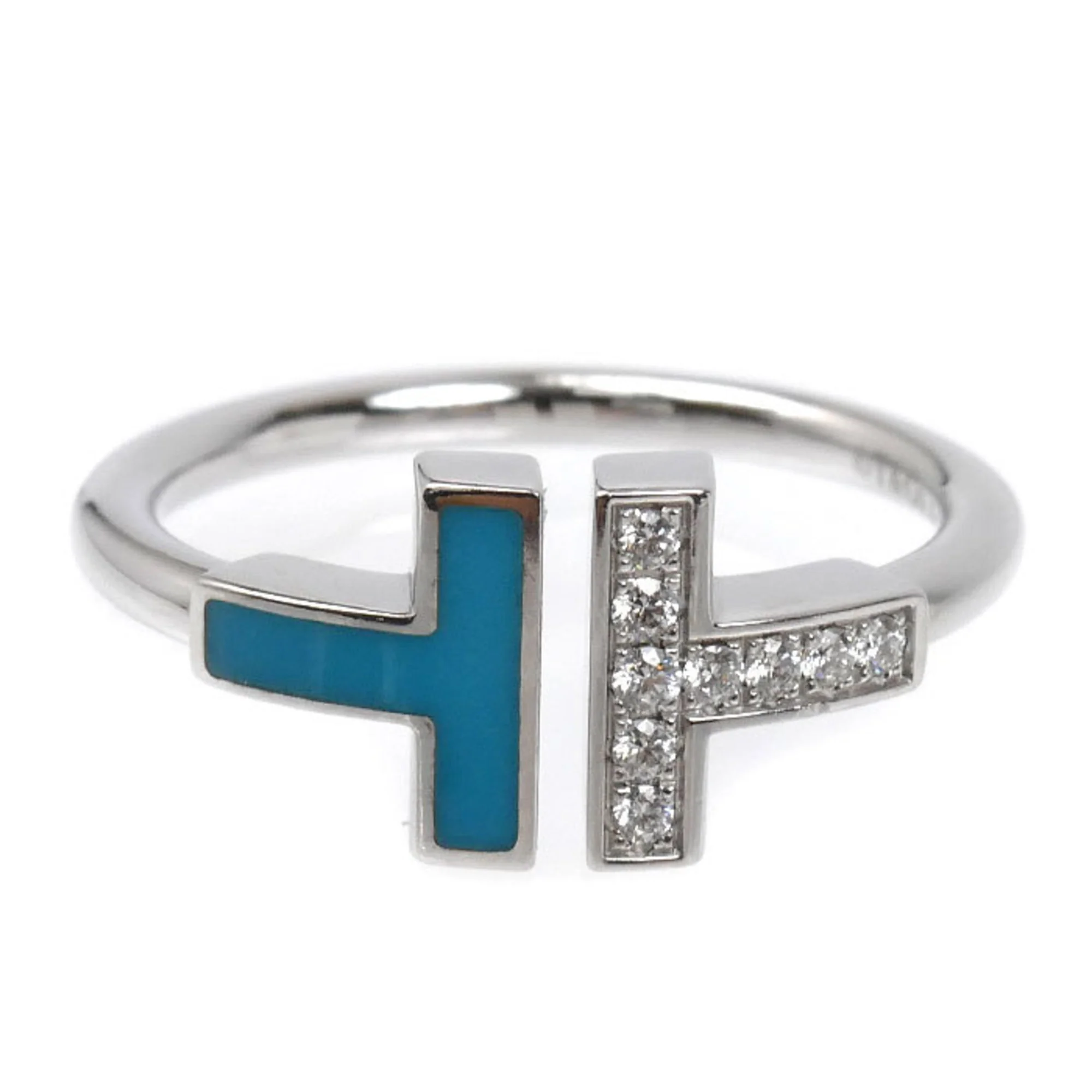 Ring 18K White Gold With Turquoise And Diamond - Image 3