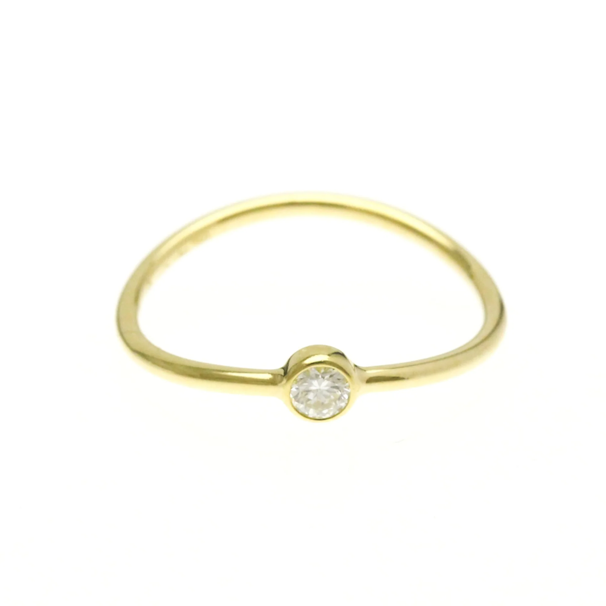 Wave Single Row Ring 18K Yellow Gold with Diamond