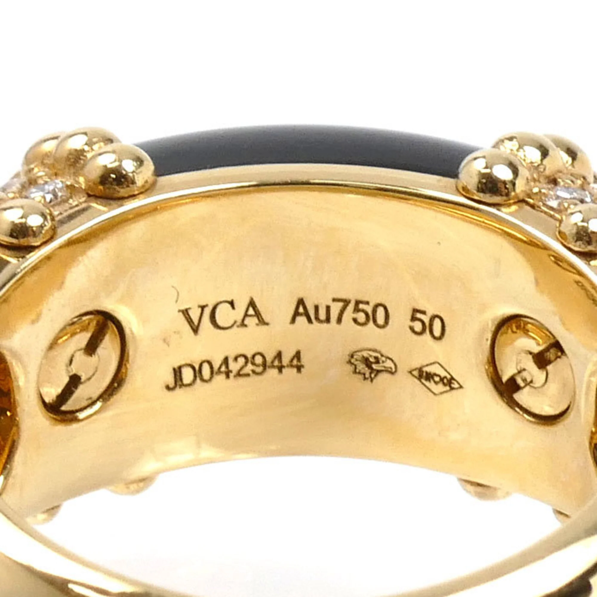 Band Ring 18K Yellow Gold with Diamonds and Onyx - Image 5