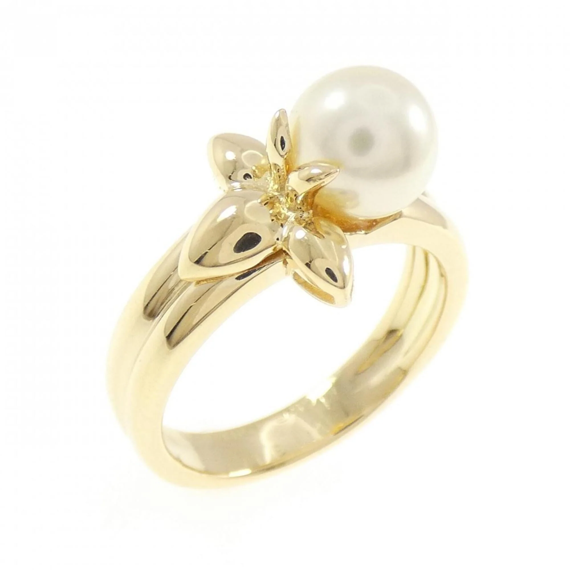 Band Ring 18K Yellow Gold with Pearl