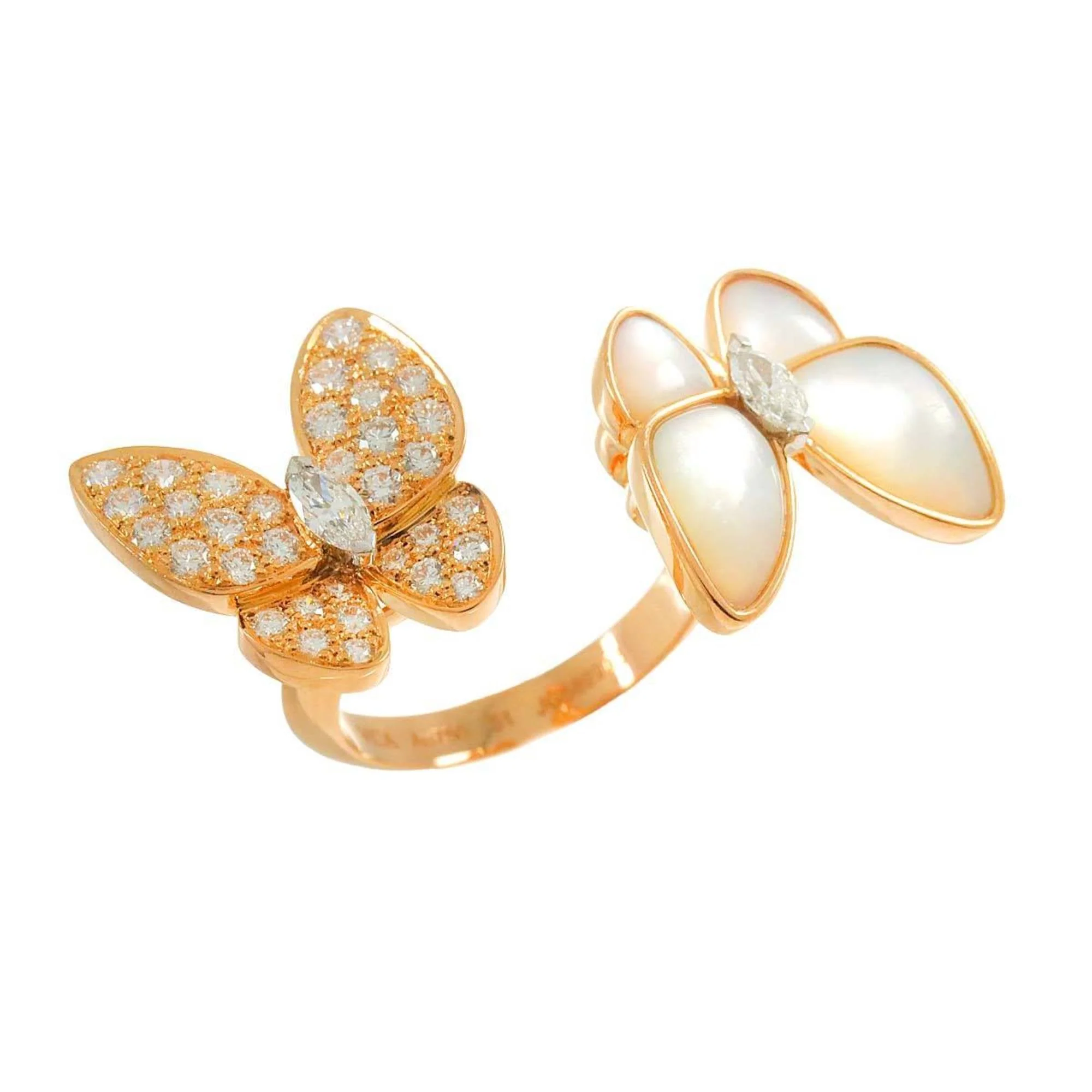 Papillon Entre Les Doigts Ring 18K Rose Gold with Diamond and Shell - Image 5