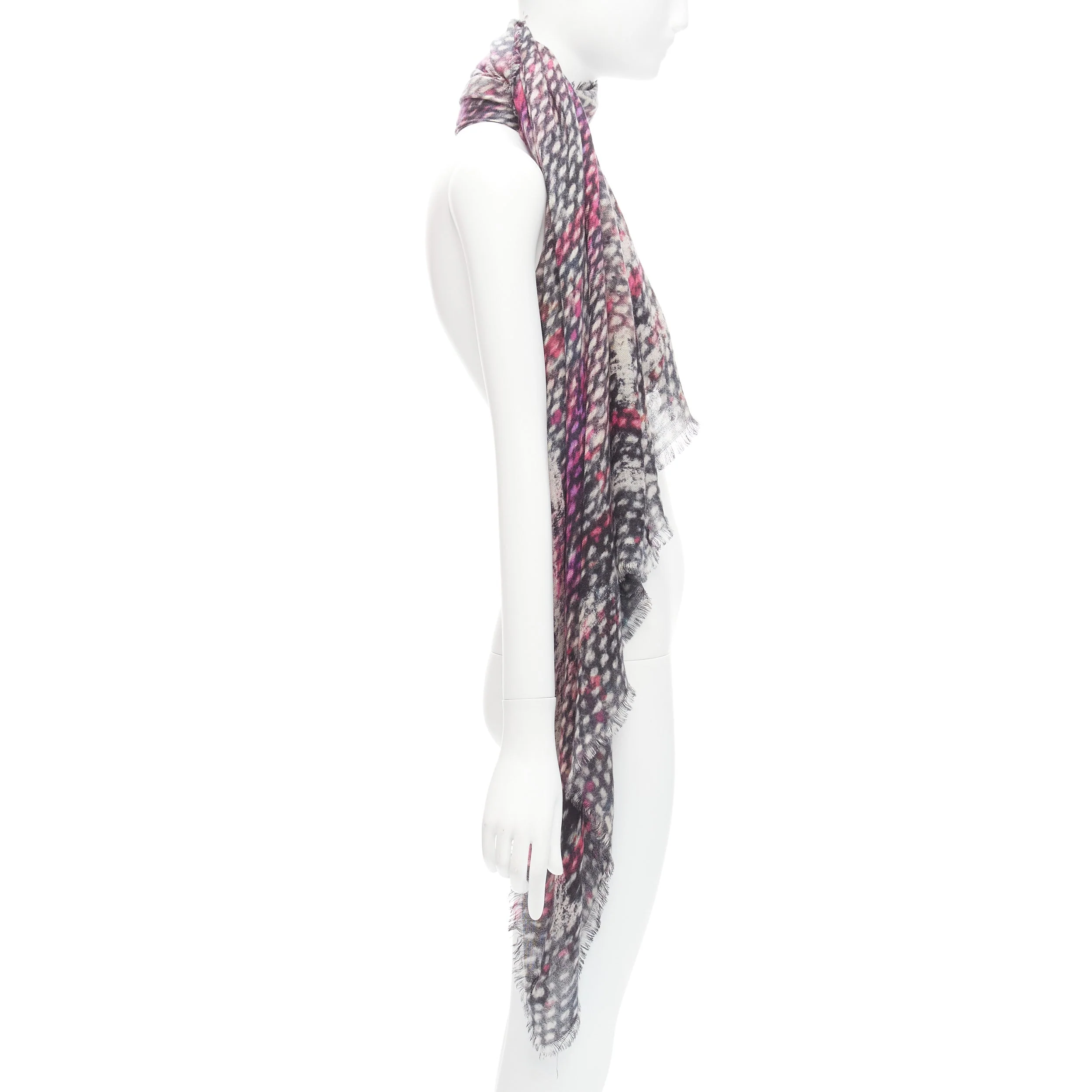 Chanel cashmere CC tweed texture print scarf - Image 10