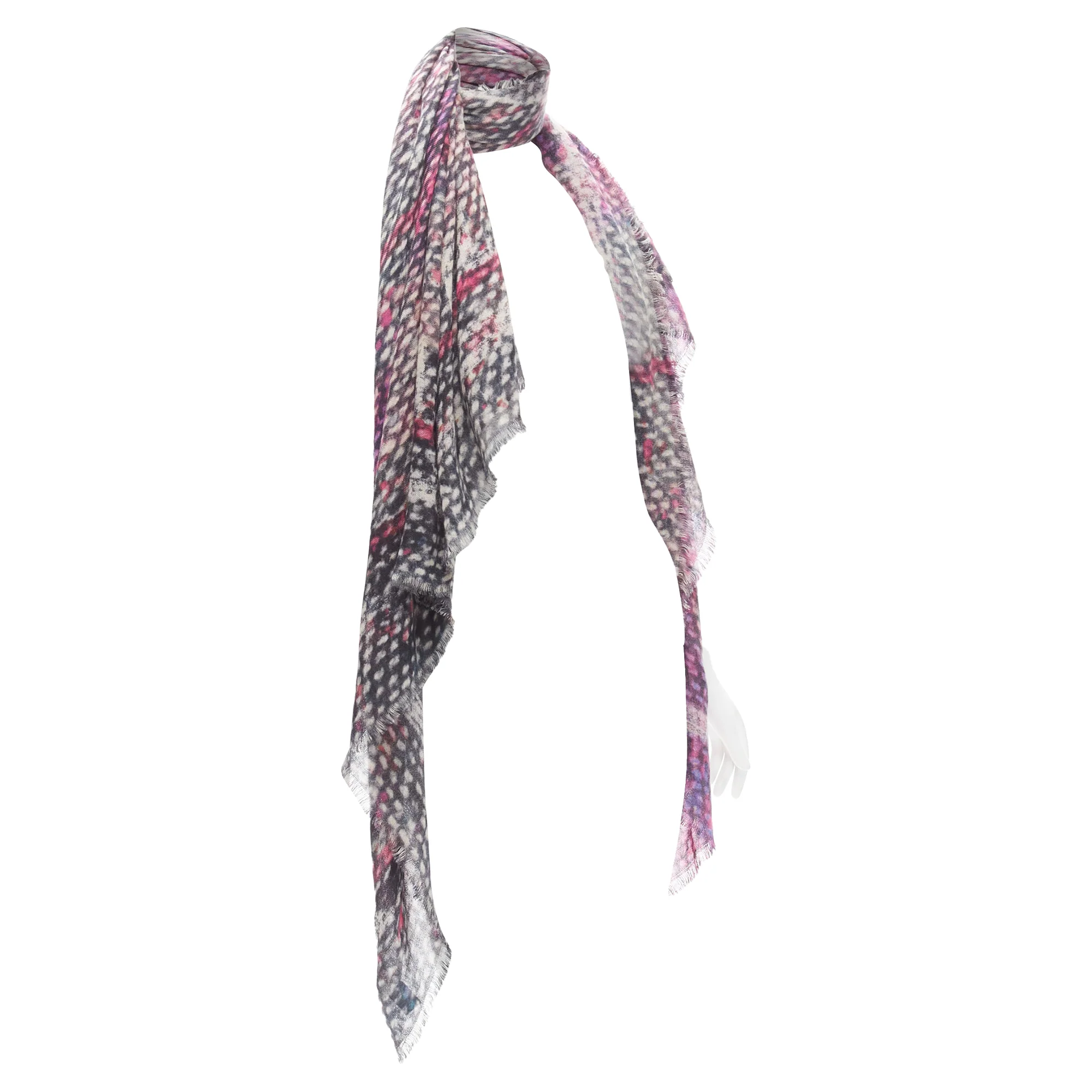 Chanel cashmere CC tweed texture print scarf - Image 3