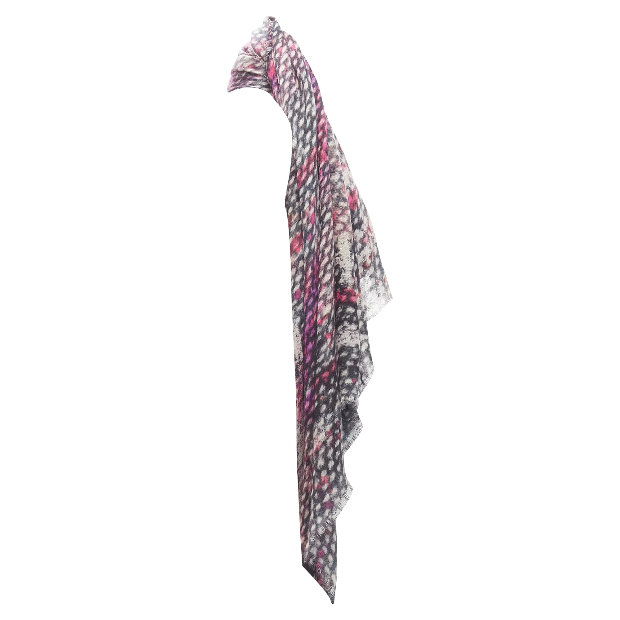 Chanel cashmere CC tweed texture print scarf - Image 4