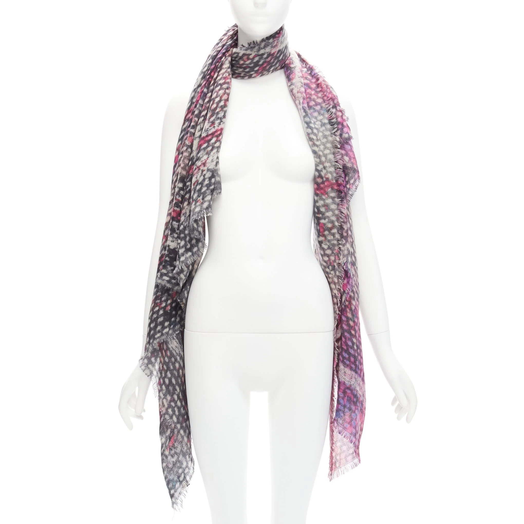 Chanel cashmere CC tweed texture print scarf - Image 7