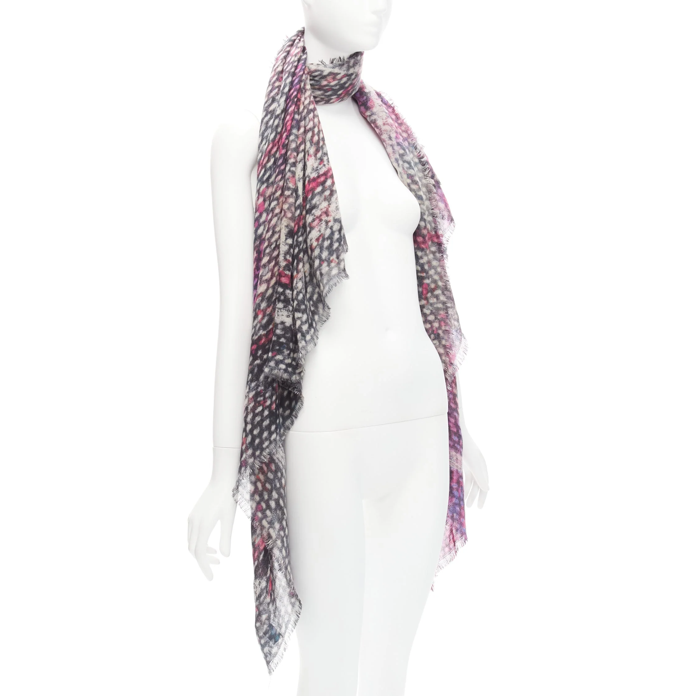 Chanel cashmere CC tweed texture print scarf - Image 9