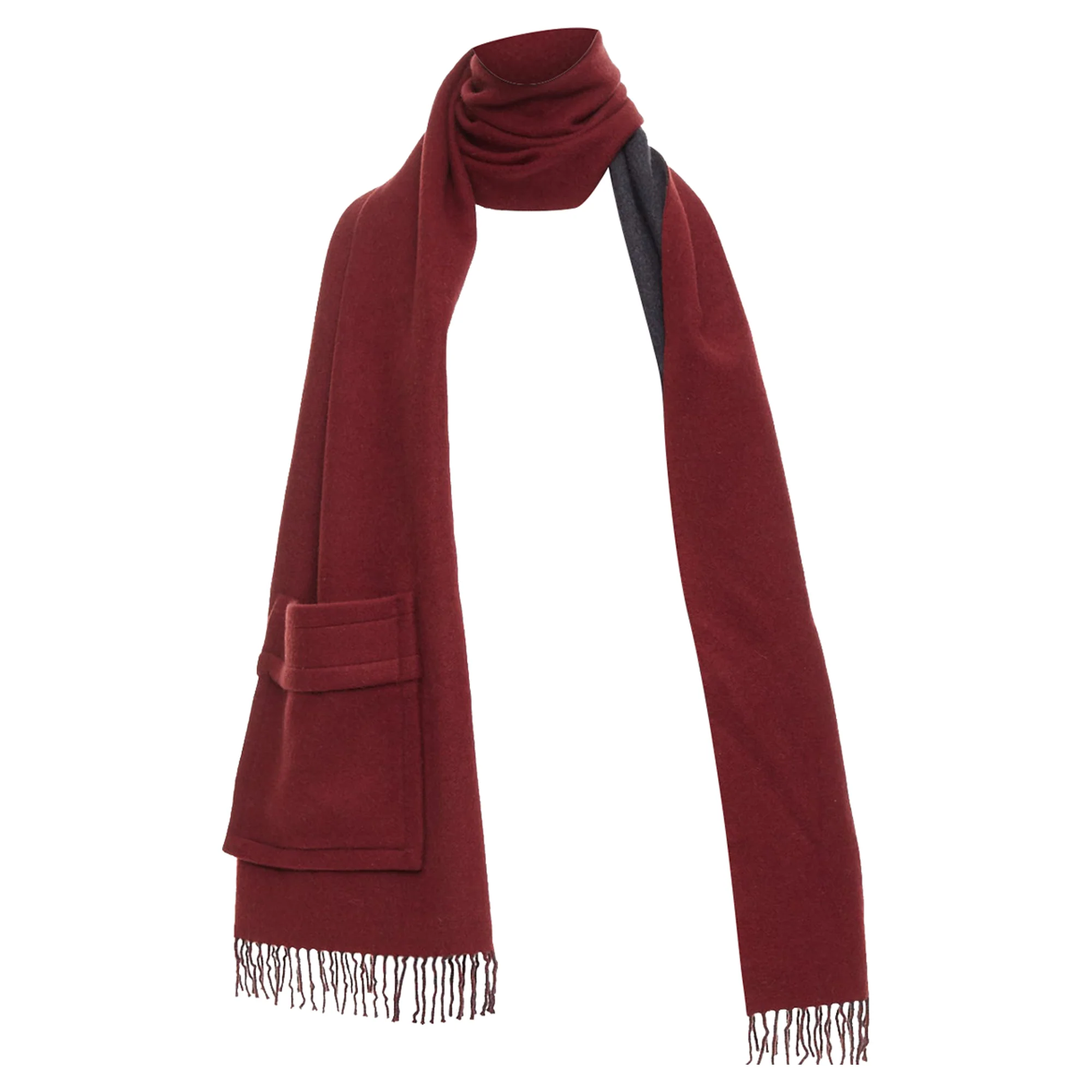 Fendi cashmere bicolor pocket fringed long scarf - Image 10