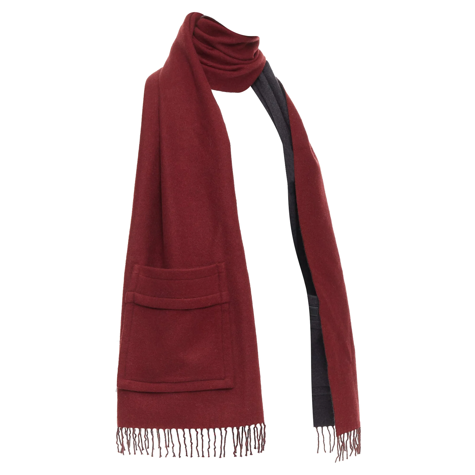 Fendi cashmere bicolor pocket fringed long scarf - Image 3