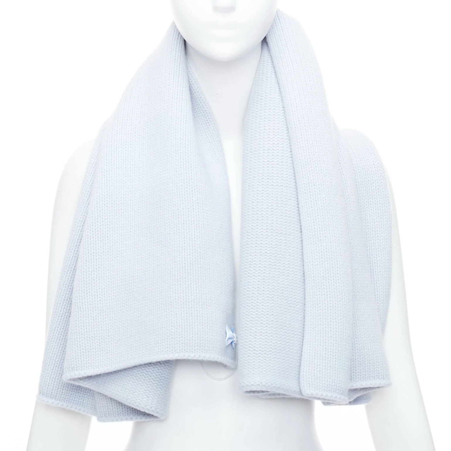 Hermes Baby Adada cashmere Bleu Glacier knitted scarf - Image 7