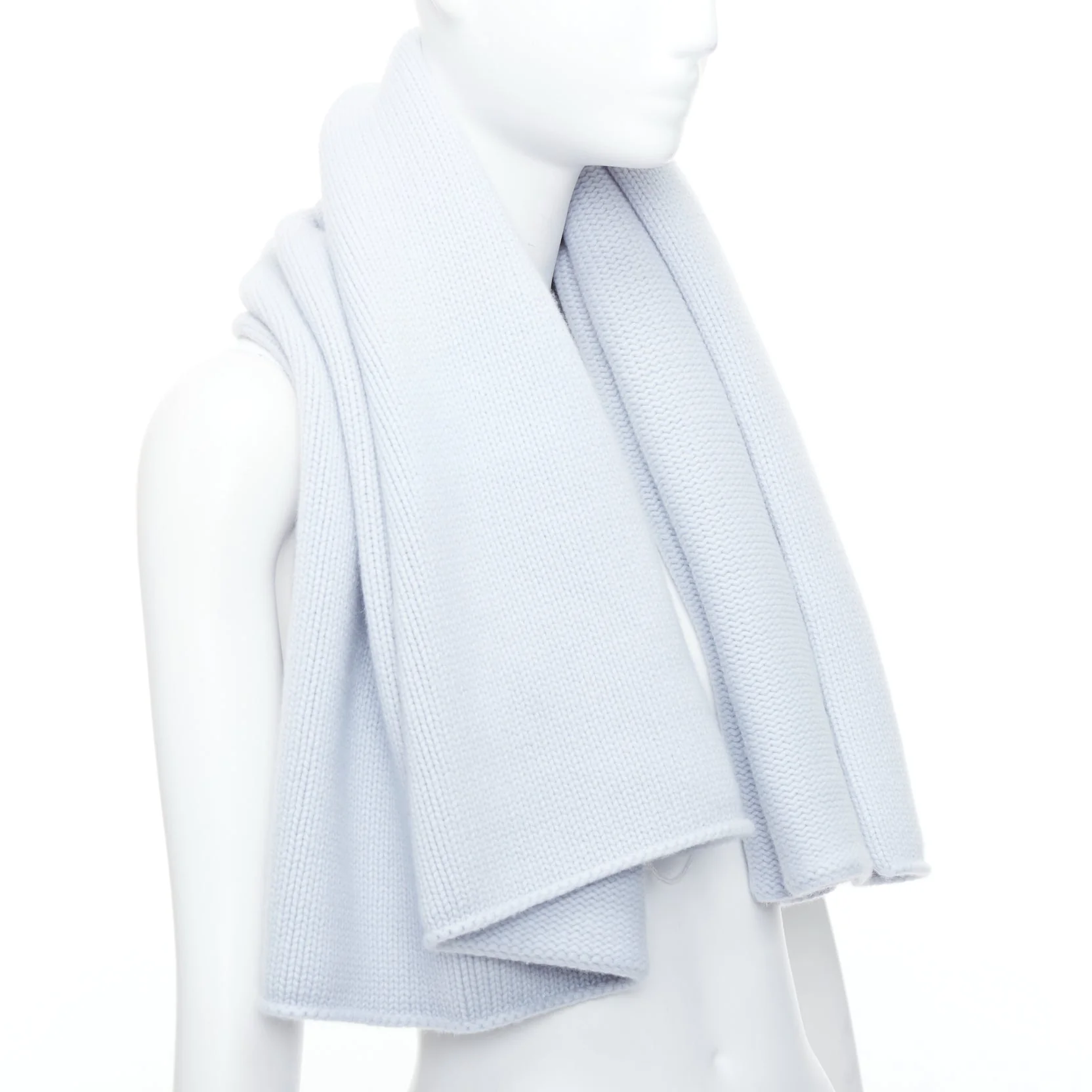 Hermes Baby Adada cashmere Bleu Glacier knitted scarf - Image 9