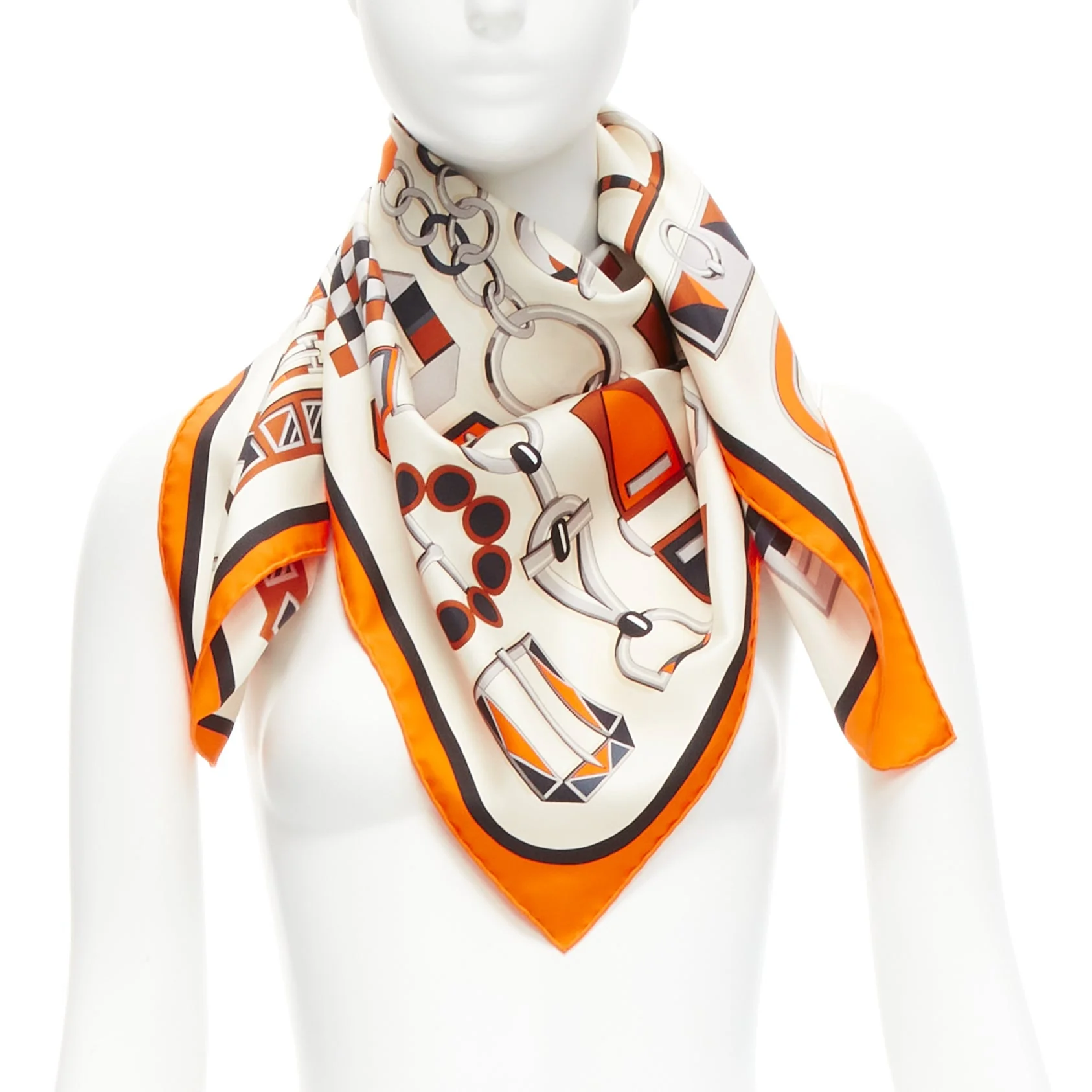 Hermes silk border H buckle horsebchain scarf - Image 7