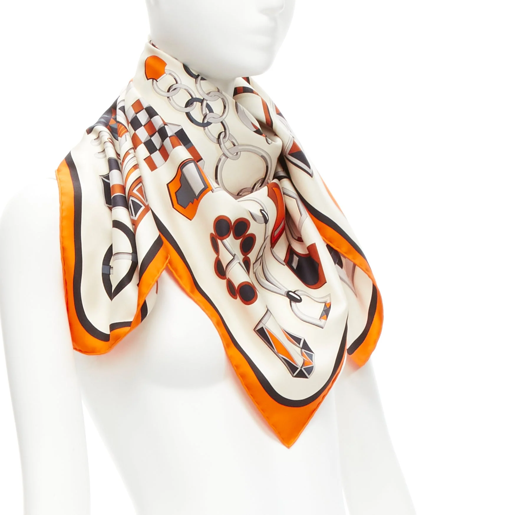 Hermes silk border H buckle horsebchain scarf - Image 9