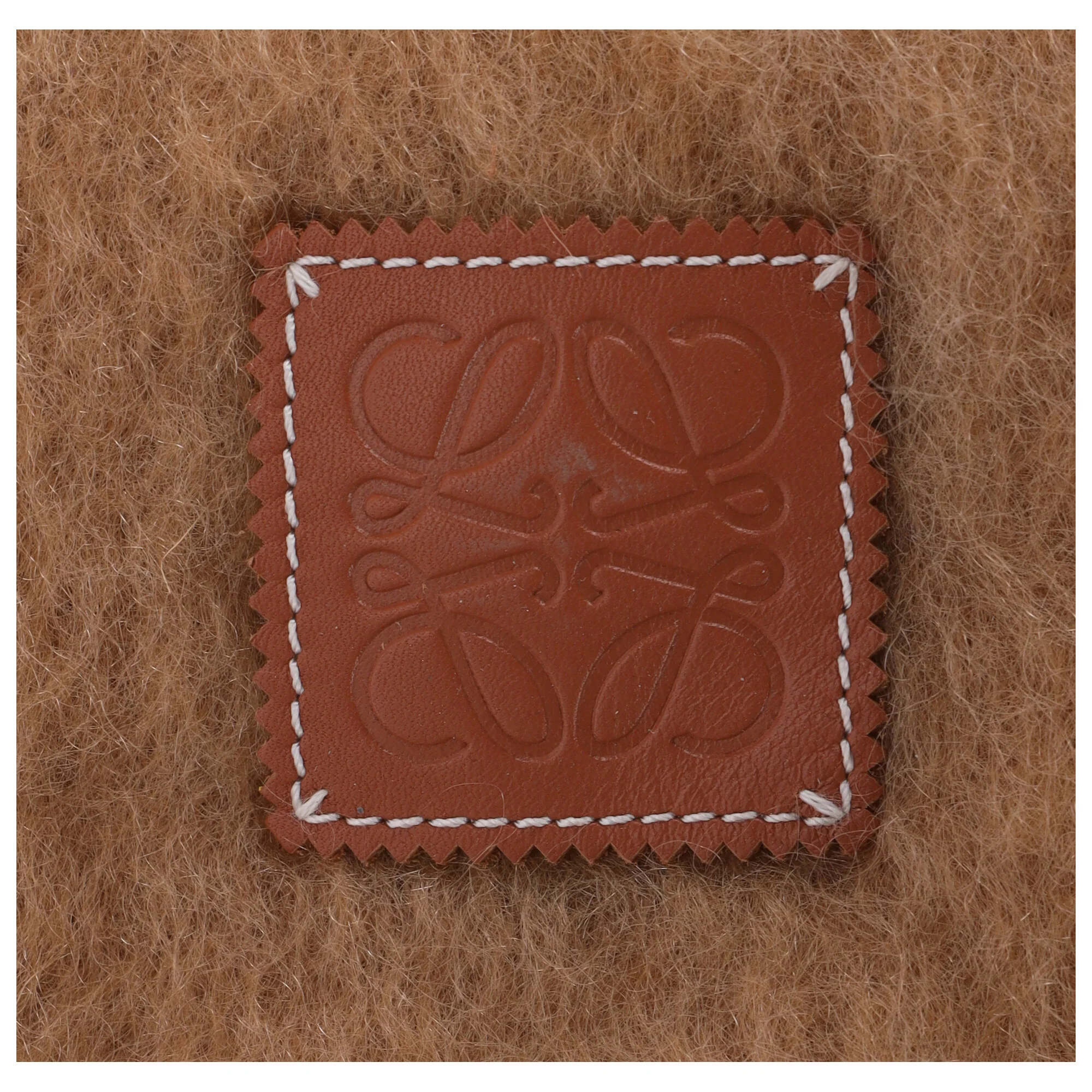 Loewe Logo-Appliquéd Fringed Scarf in Brown Mohair - Image 10