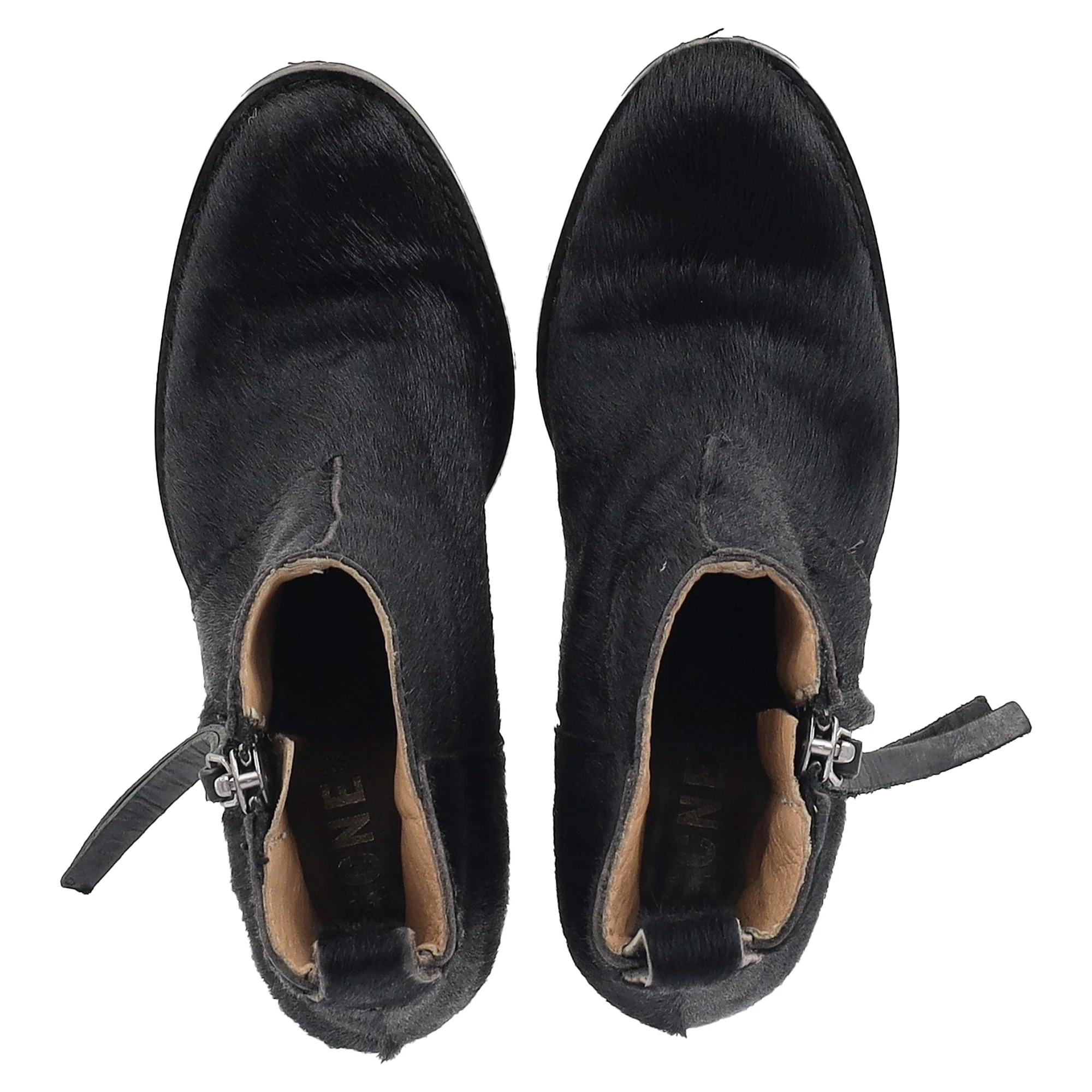 Women's Acne Studios Zipped Ankle Boots in Black Pony Hair - Image 3