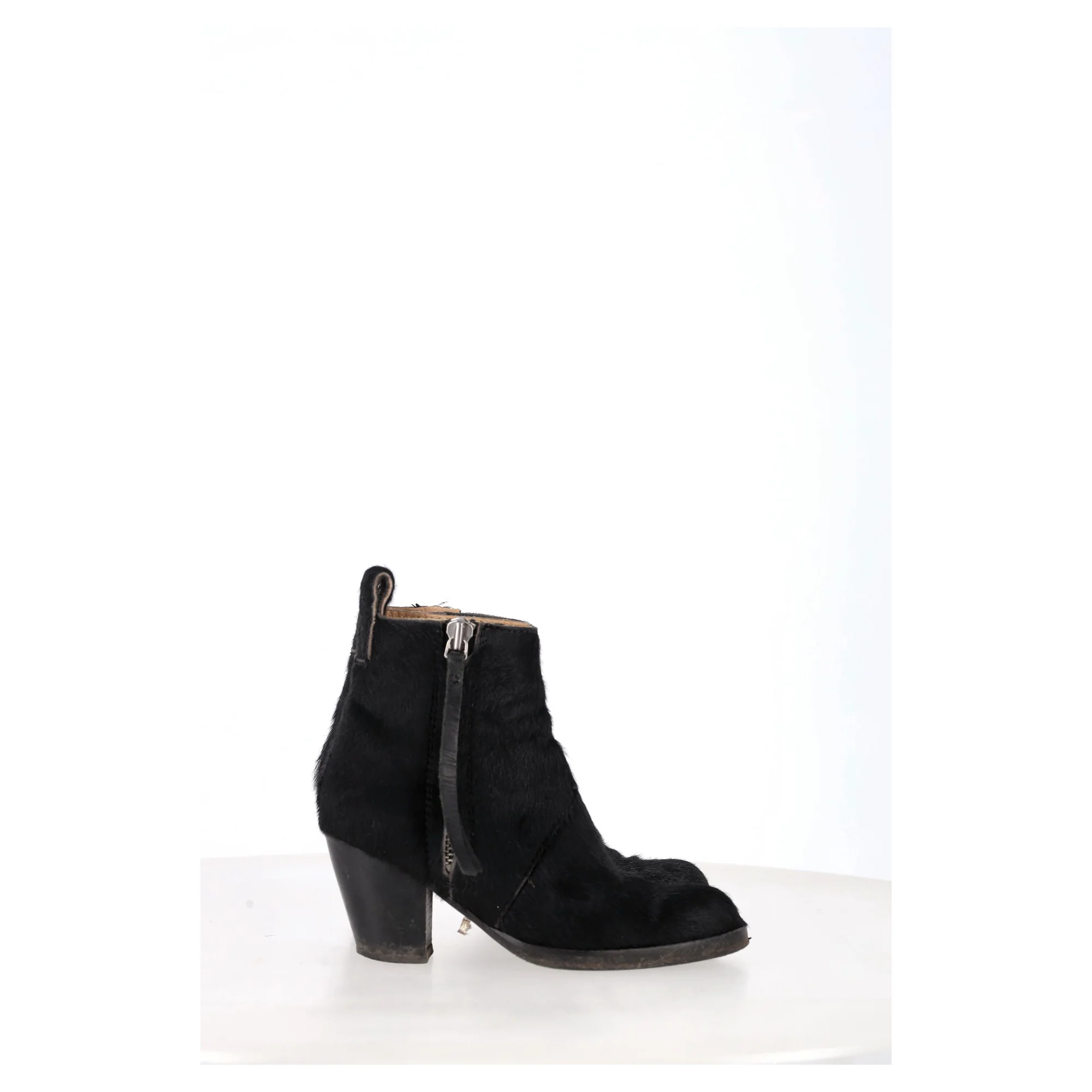 Women's Acne Studios Zipped Ankle Boots in Black Pony Hair - Image 7