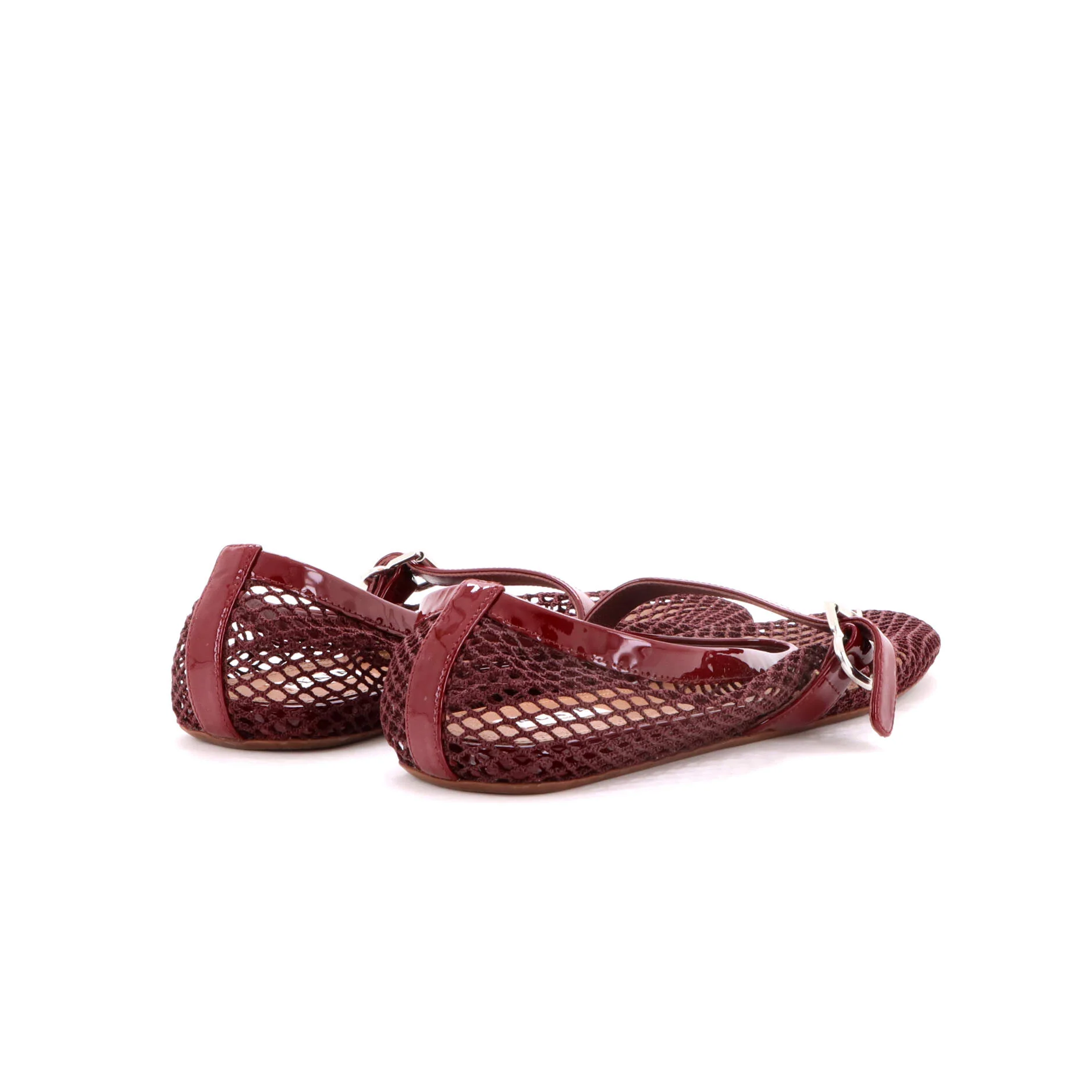 Women's Buckle Ballerina Flats Patent with Mesh - Image 3