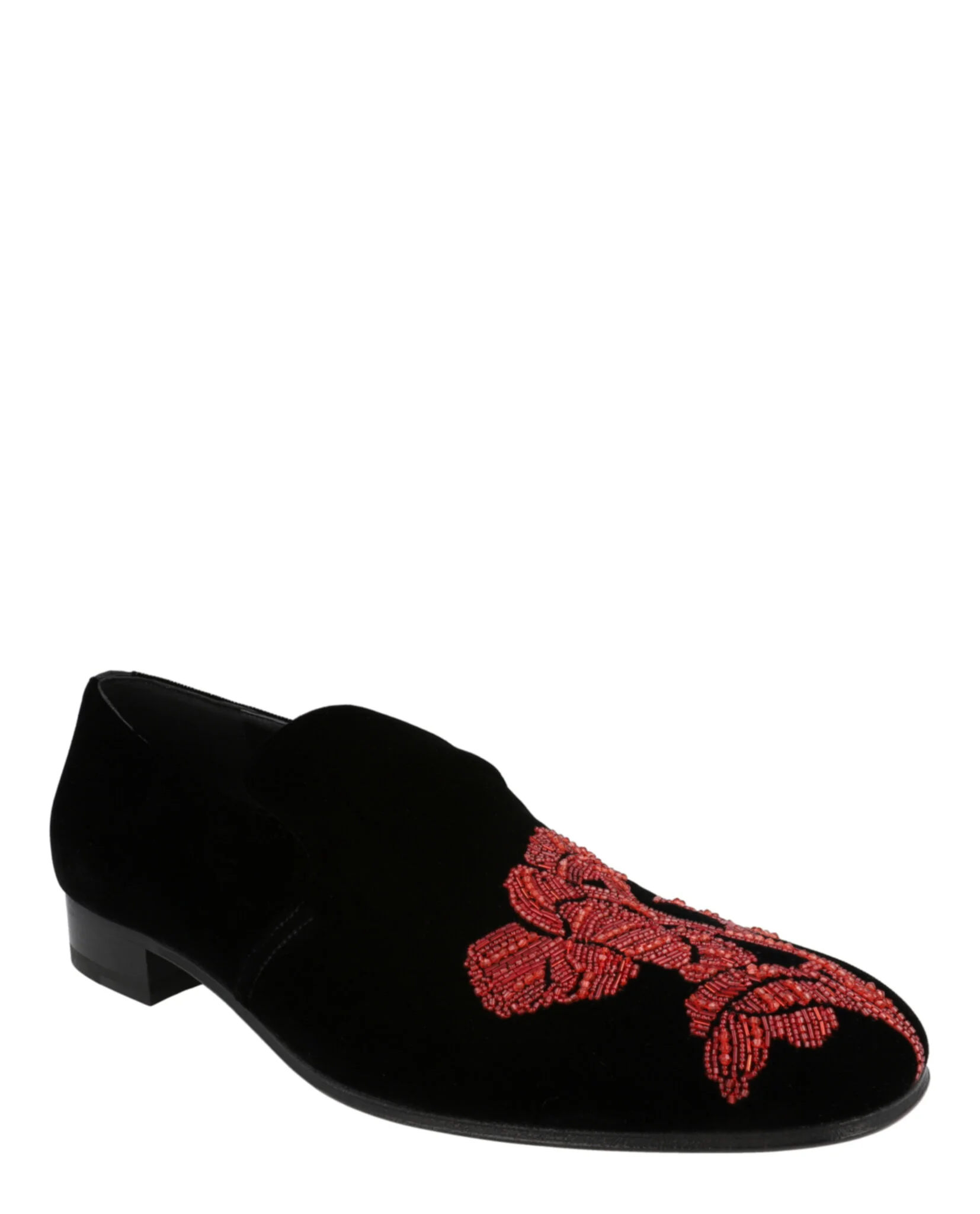 Men's Beaded Orchid Velvet Loafers - Image 2