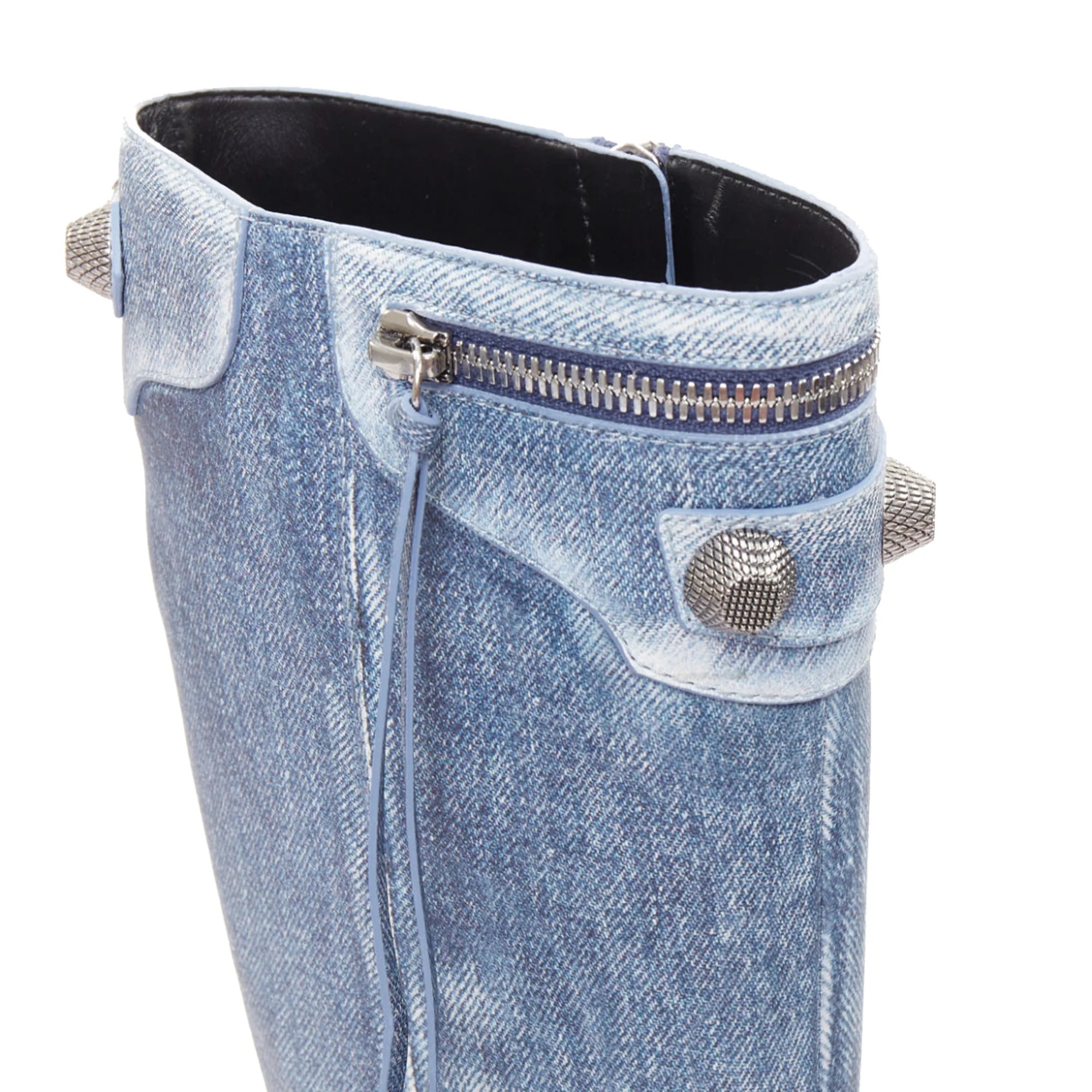 Women's Balenciaga Cagole Denim Moto Tall Boots - Image 8