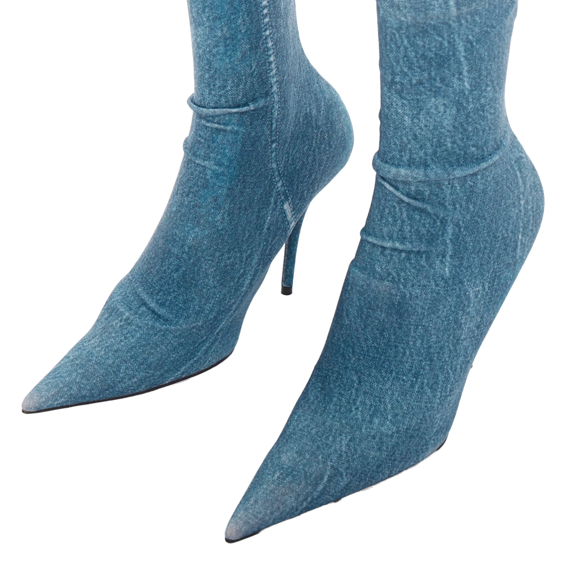 Women's Balenciaga Knife Denim Pointy Heeled Boots - Image 7