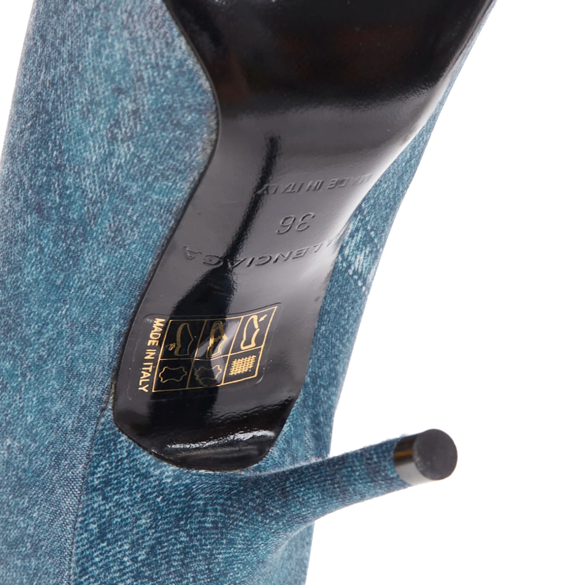 Women's Balenciaga Knife Denim Pointy Heeled Boots - Image 9