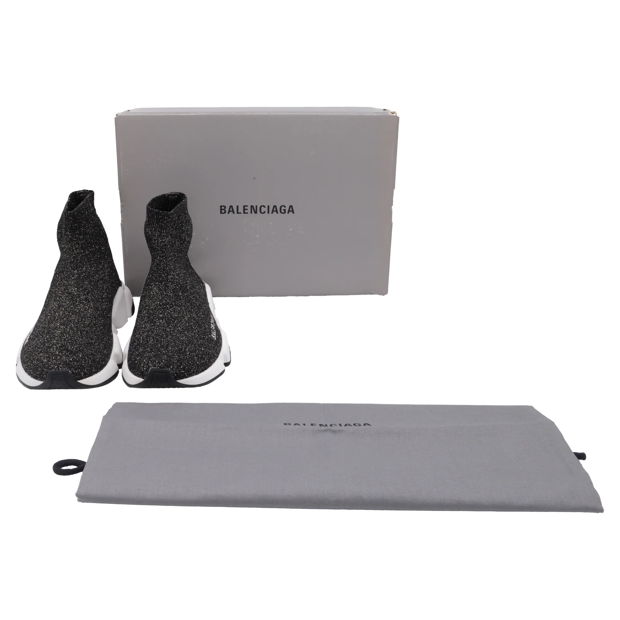 Women's Balenciaga Speed Glittered Trainer Shoes in Black Polyester - Image 6
