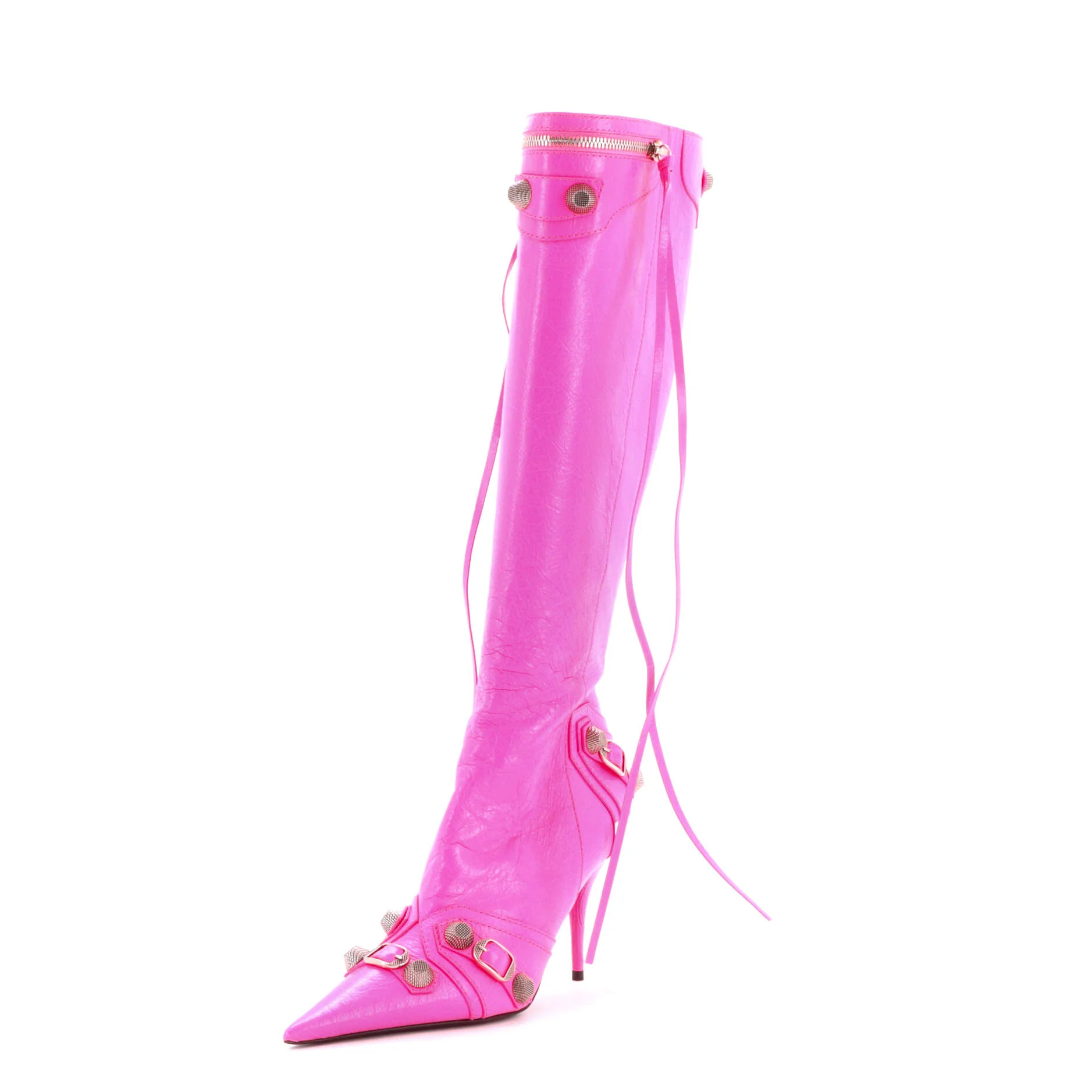 Women's Cagole Knee High Boots Studded Leather 90