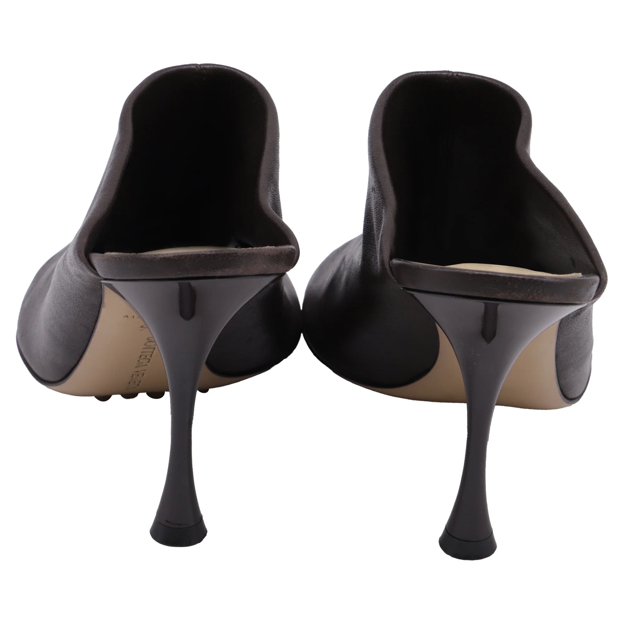 Women's Bottega Veneta Dot Sock Heeled Mules in Brown Leather - Image 5