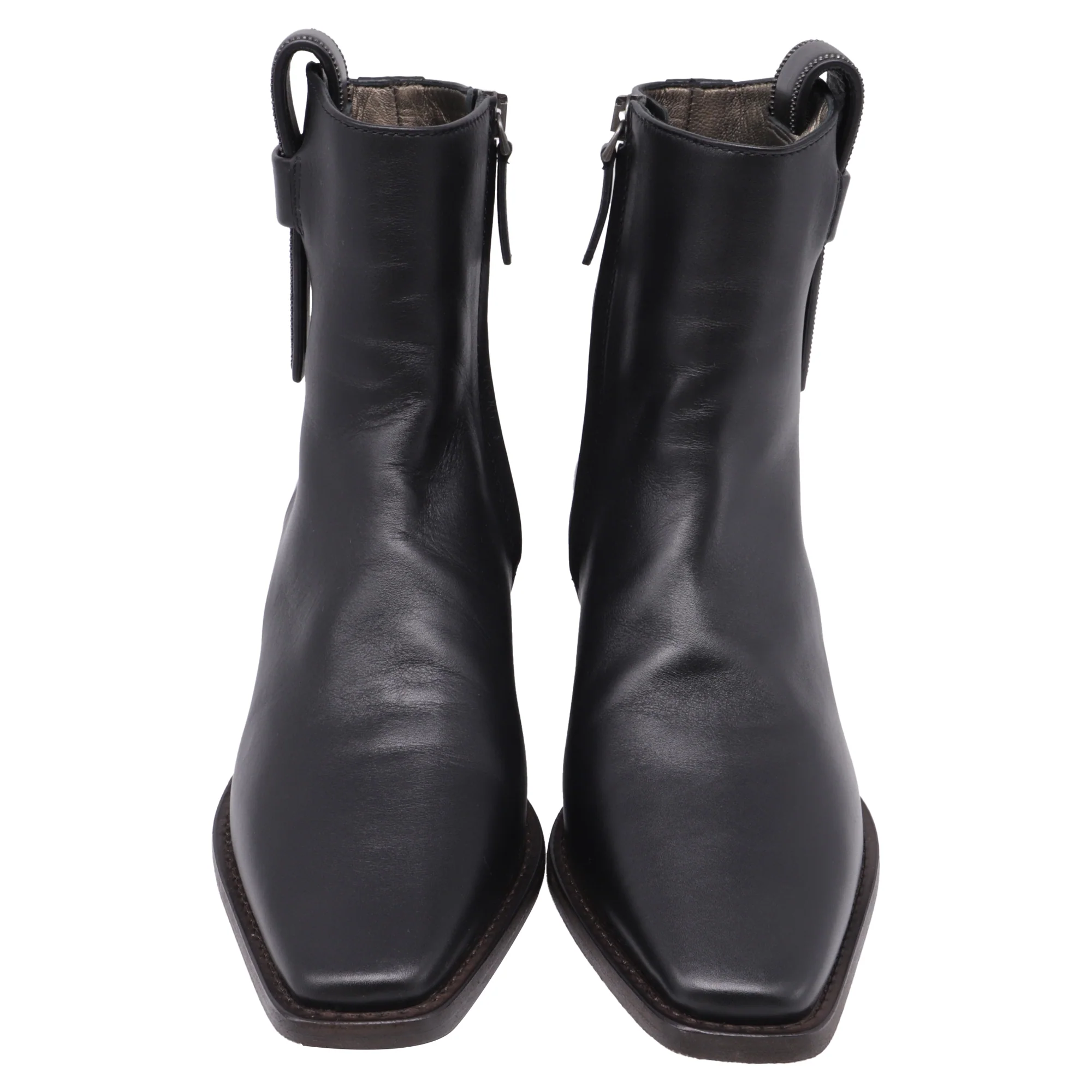 Women's Brunello Cucinelli Monili Western Ankle Boots in Black Leather - Image 2