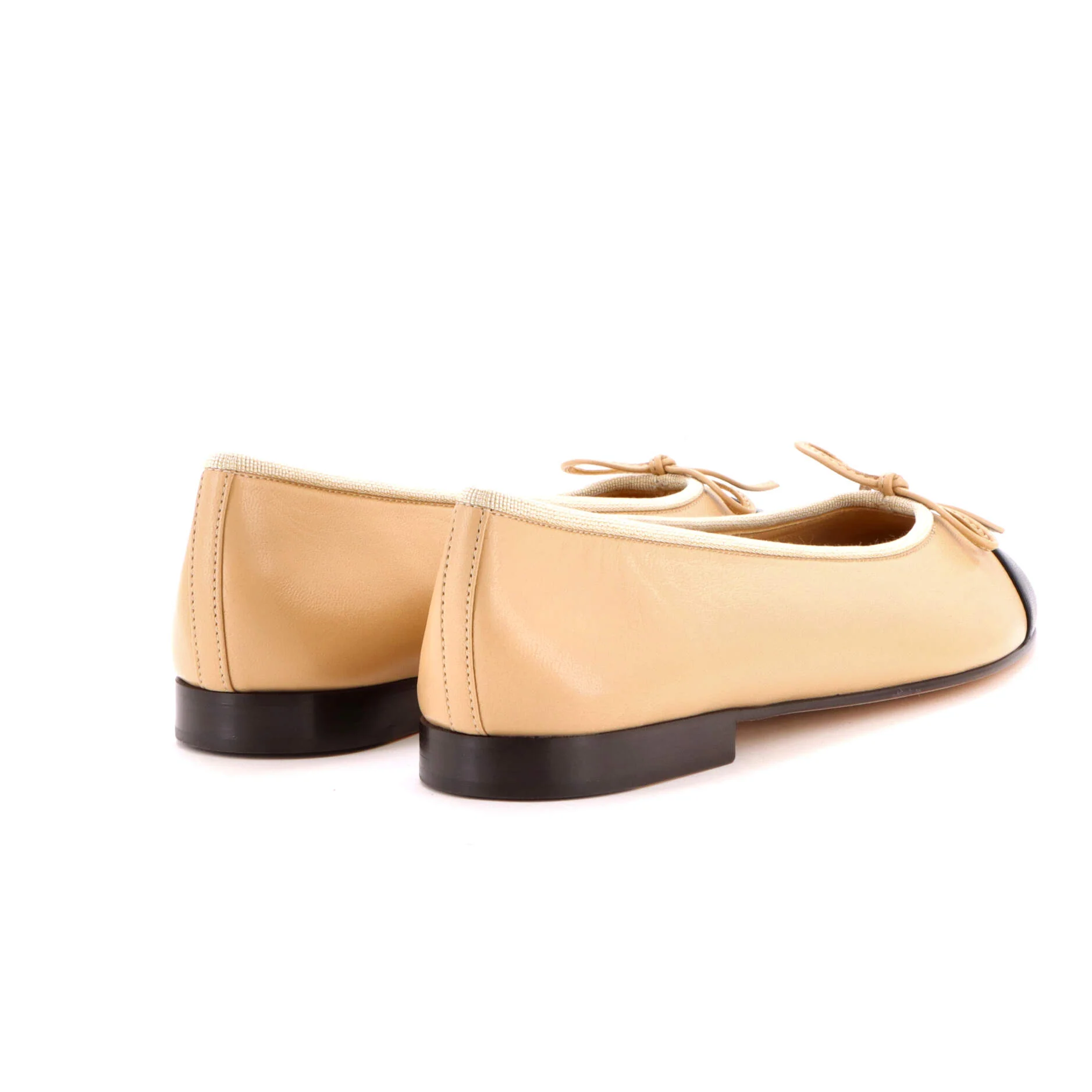 Women's CC Cap Toe Bow Ballerina Flats Leather - Image 3