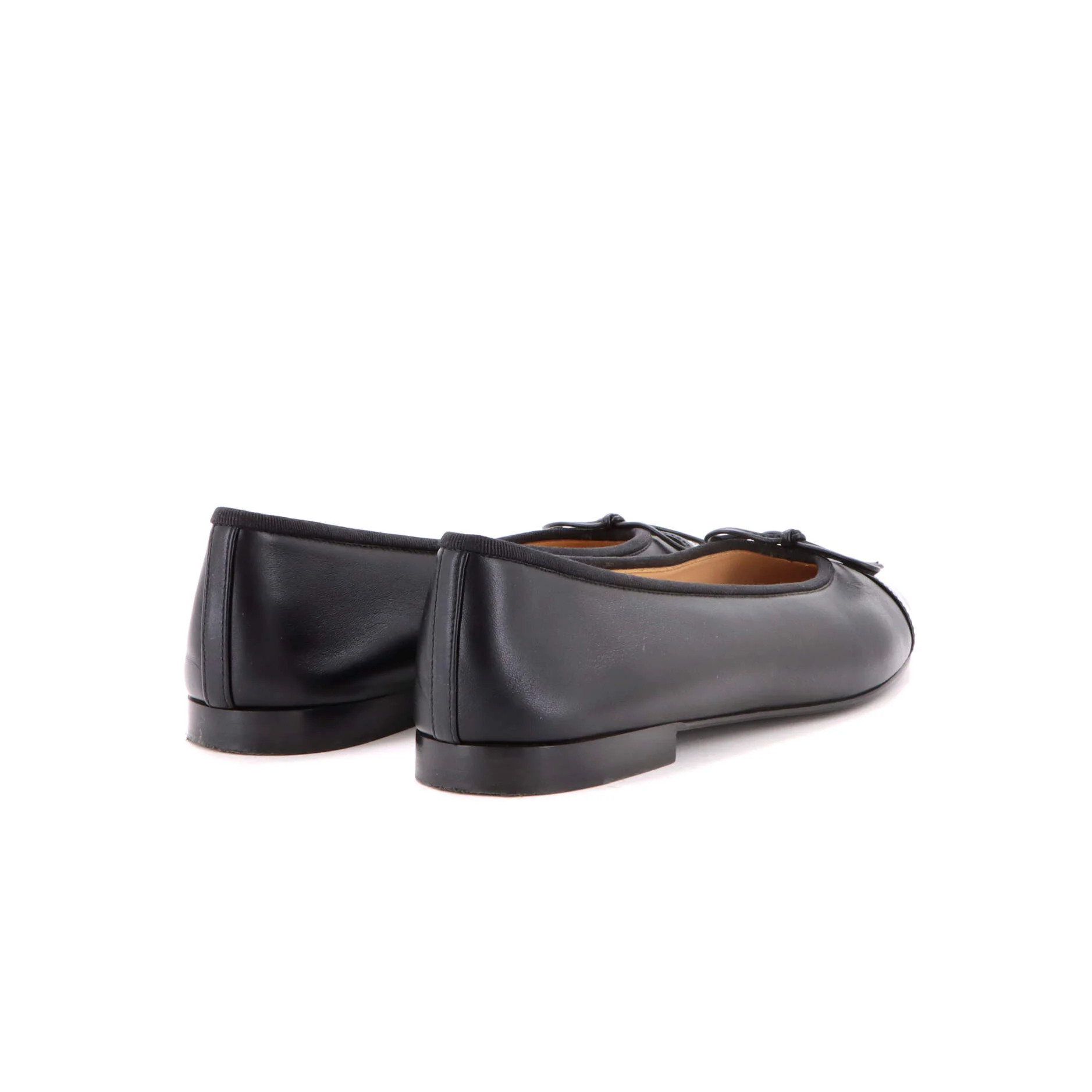 Women's CC Cap Toe Bow Ballerina Flats Leather and Patent - Image 3