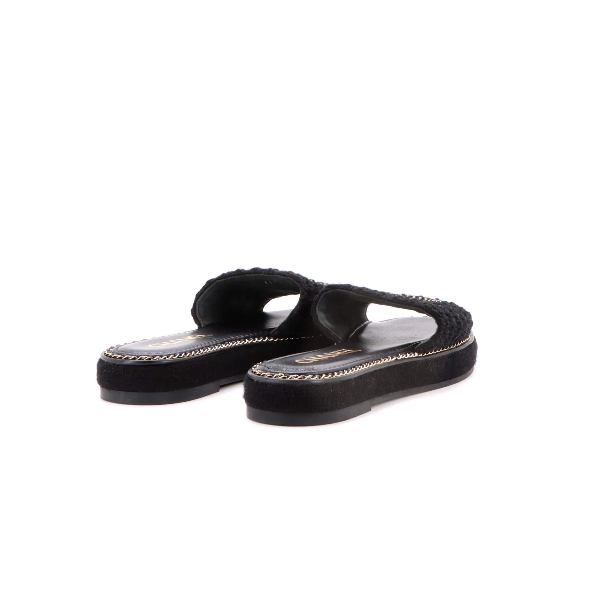 Women's CC Embroidered Chain Slides Textile - Image 3