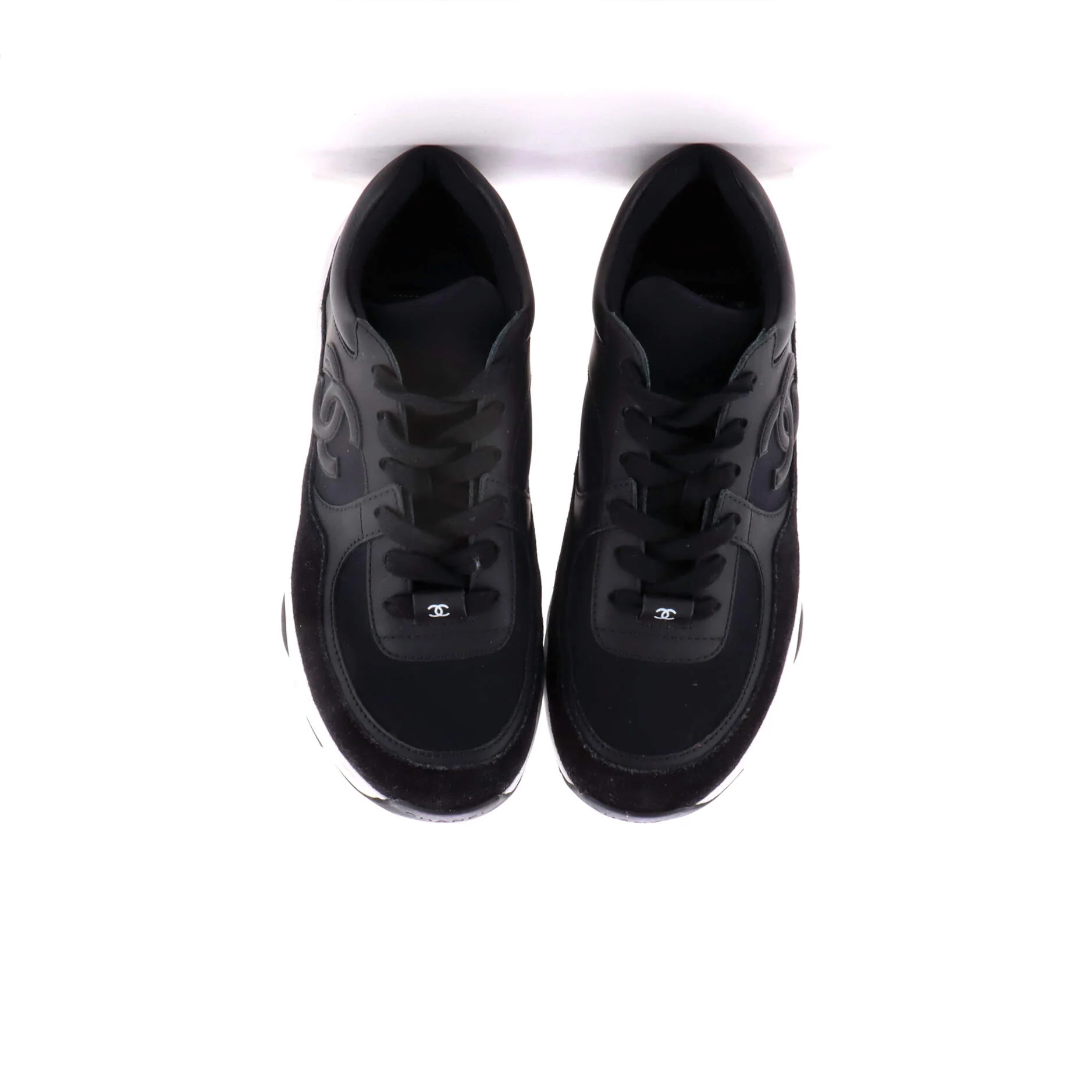 Women's CC Low-Top Sneakers Leather and Fabric with Suede - Image 2