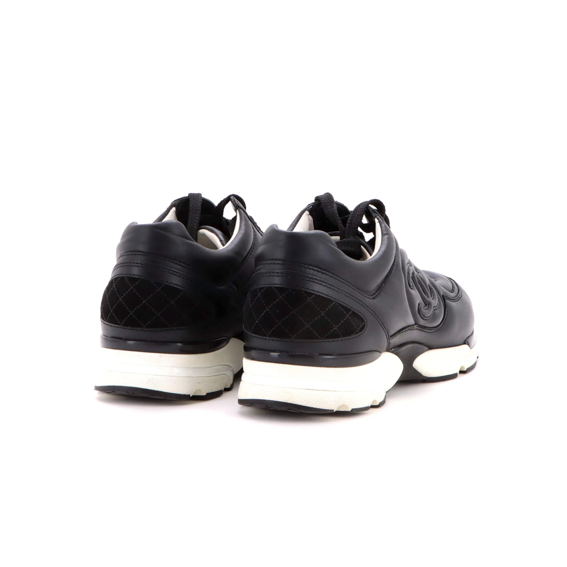 Women's CC Low-Top Sneakers Leather with Quilted Suede - Image 3