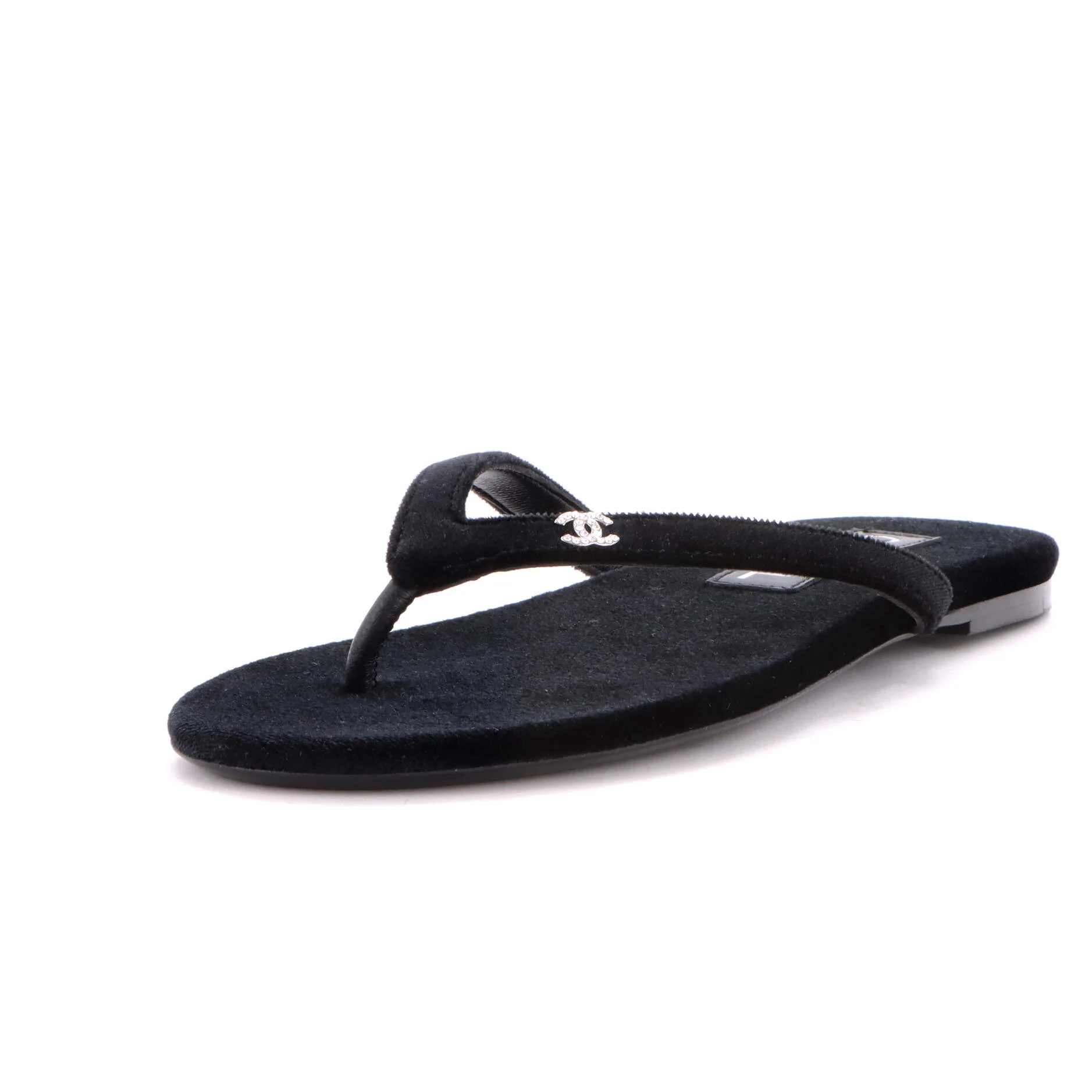 Women's CC Thong Sandals Velvet with Crystals