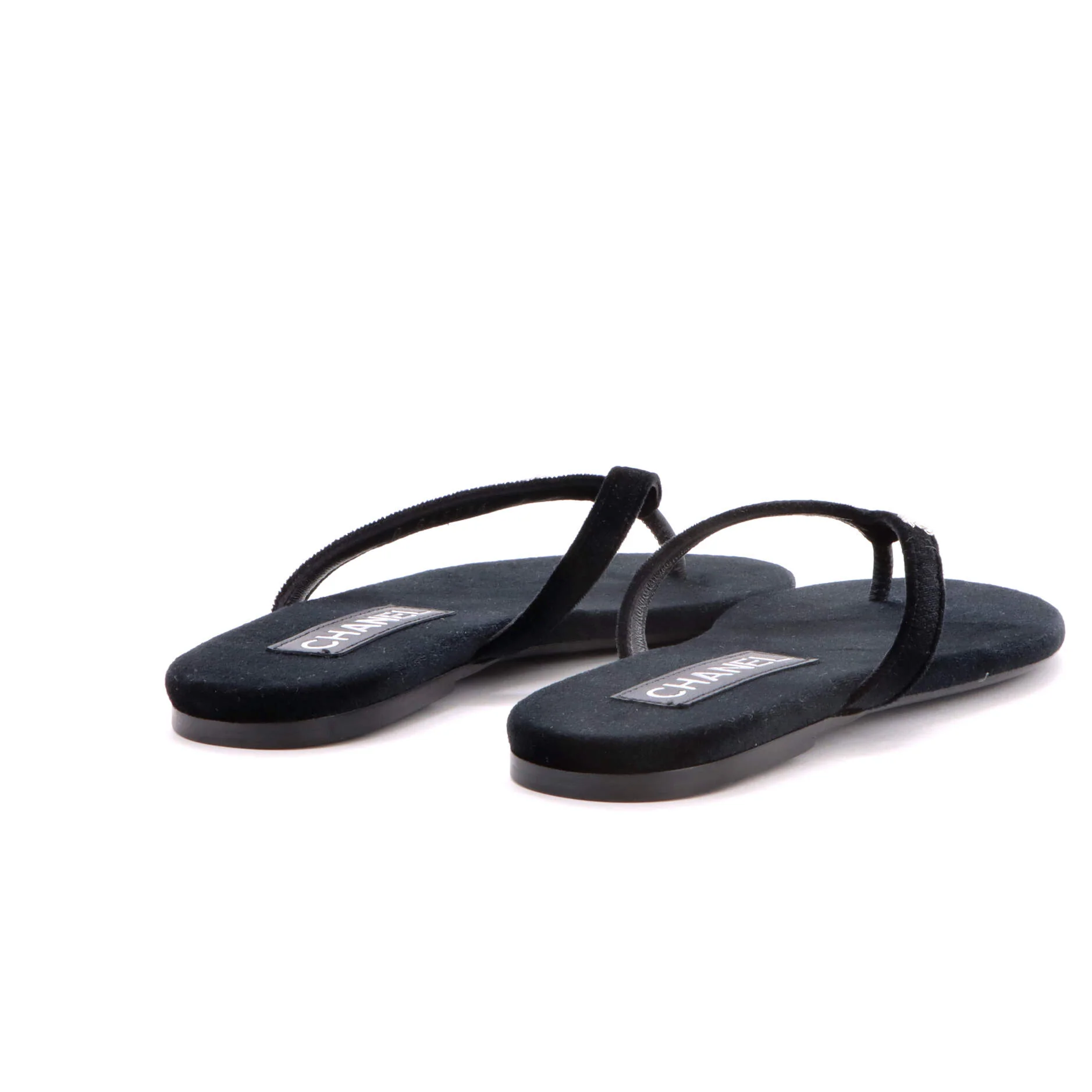 Women's CC Thong Sandals Velvet with Crystals - Image 3