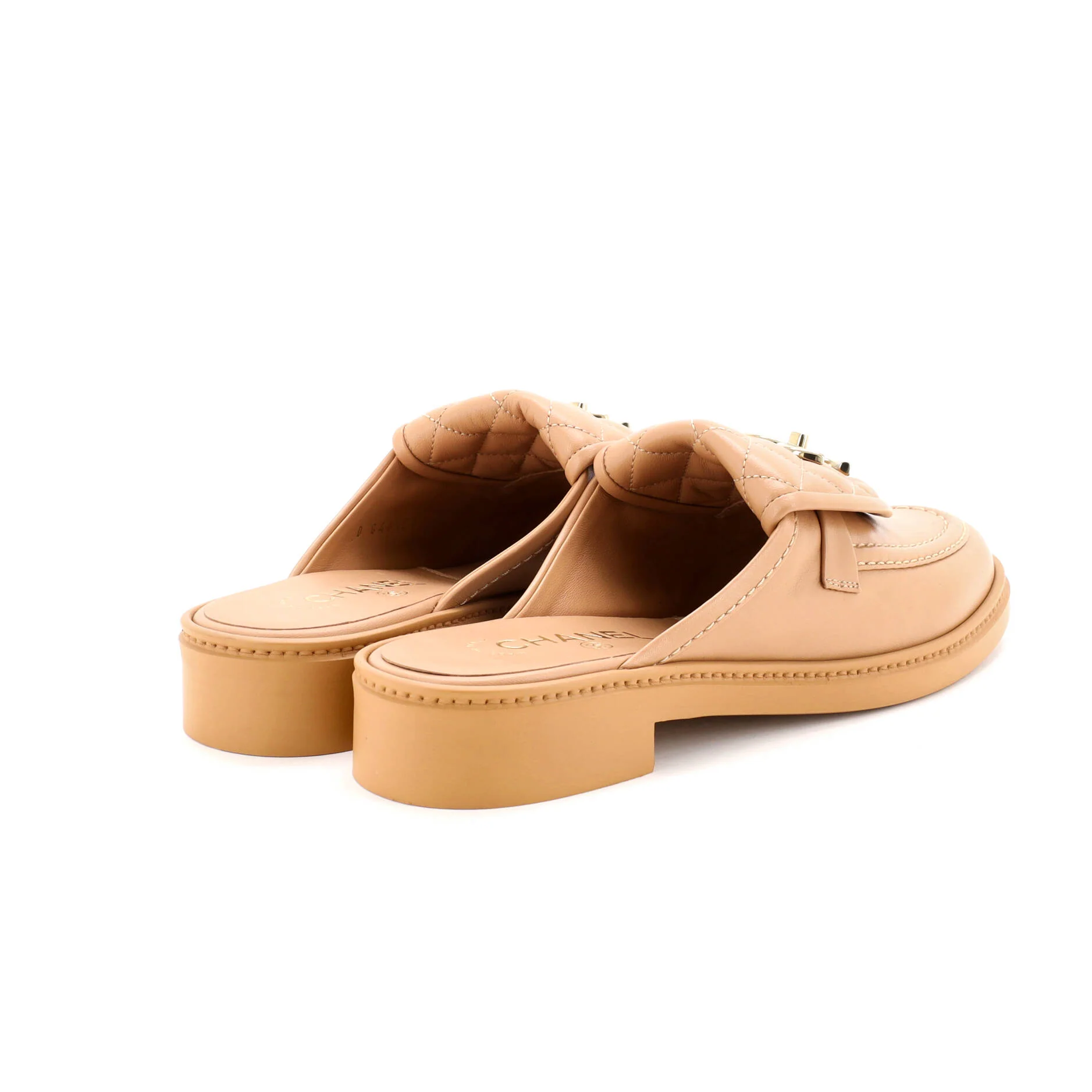 Women's CC Turnlock Flat Mules Quilted Leather - Image 3