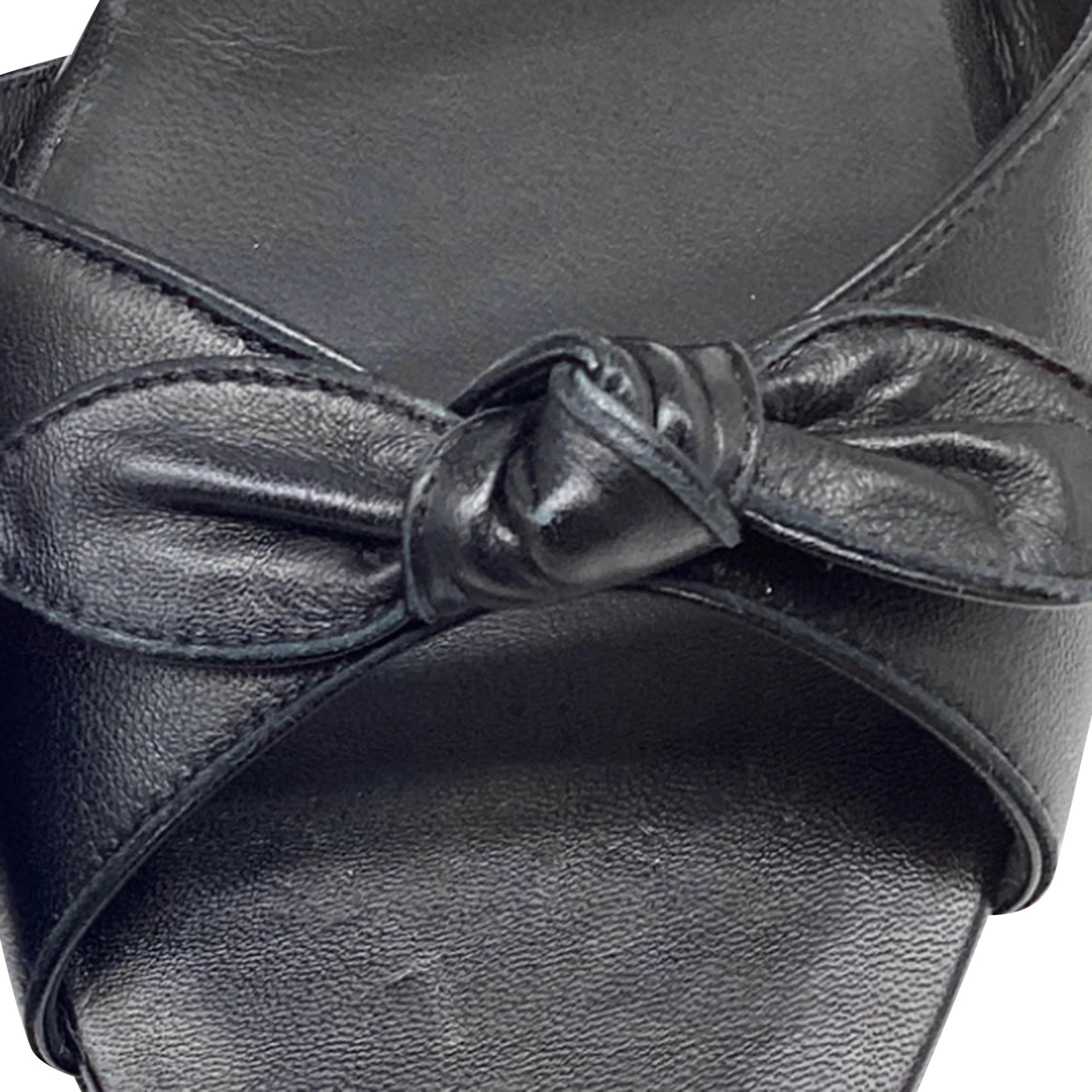 Women's Chanel Bow Ankle Strap Flat Sandals in Black Leather - Image 10