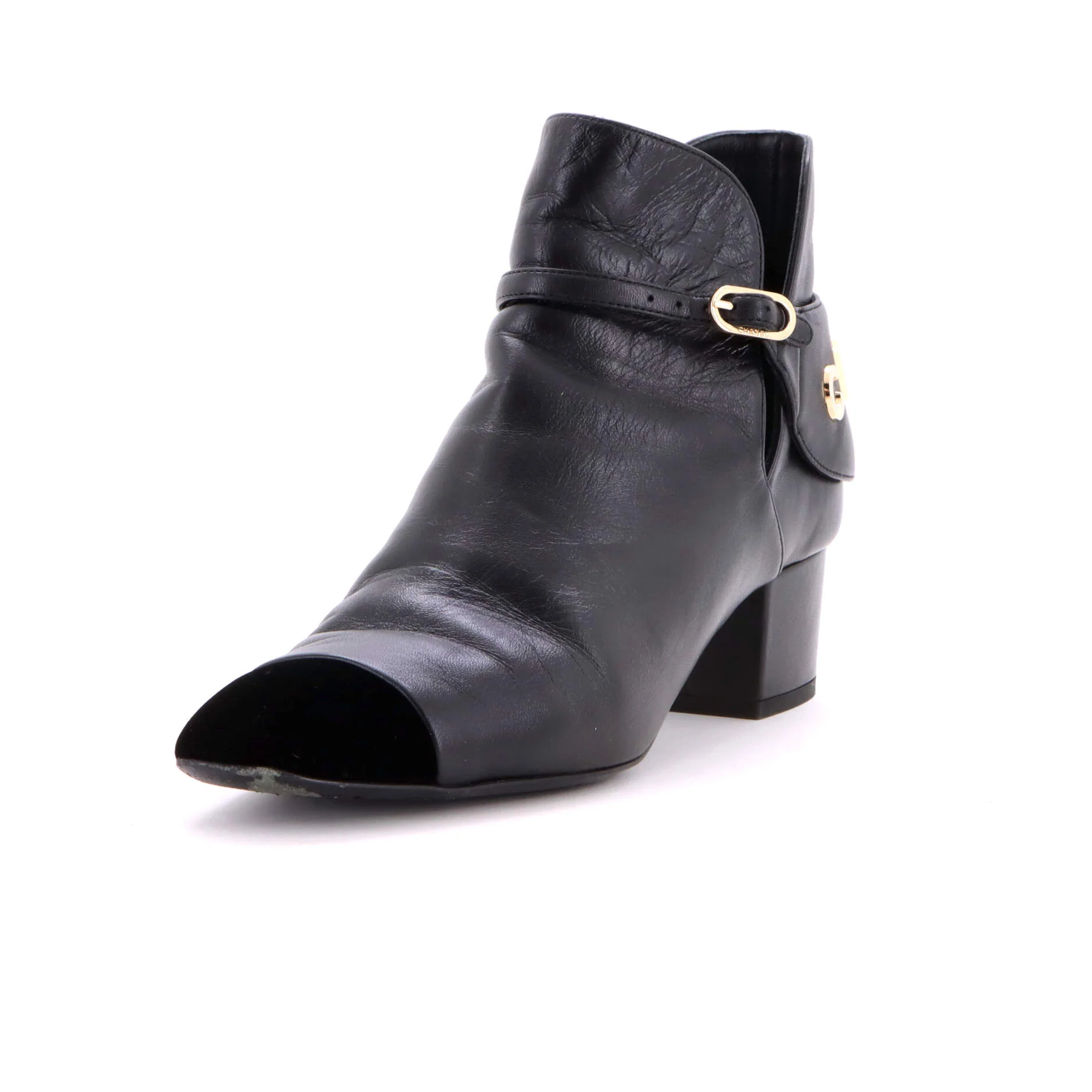 Women's Logo Cap Toe Short Ankle Boots Leather with Velvet